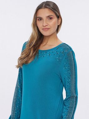 MONACO blue WEEKEND Shirtkleid Longshirt figurumspielend mit Steinverzierung