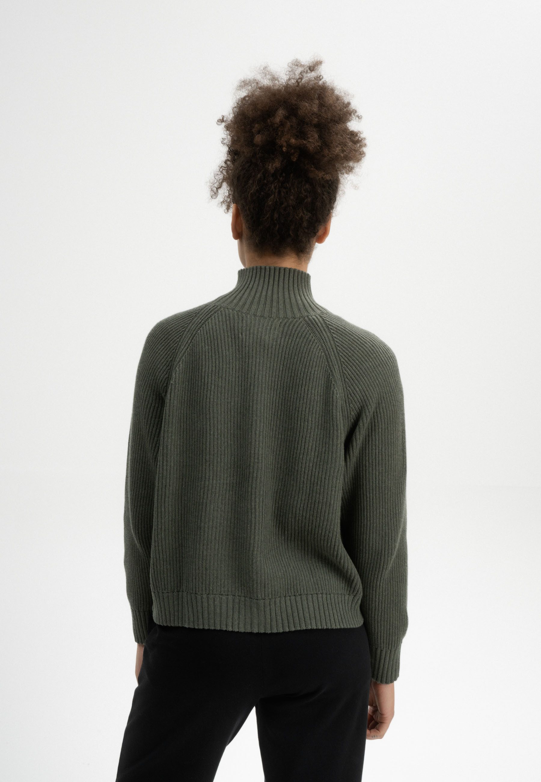 MELA Cardigan Rippstrick Jacke Style KAMUKA Gerippter Kragen, Saum und gerippte Bündchen