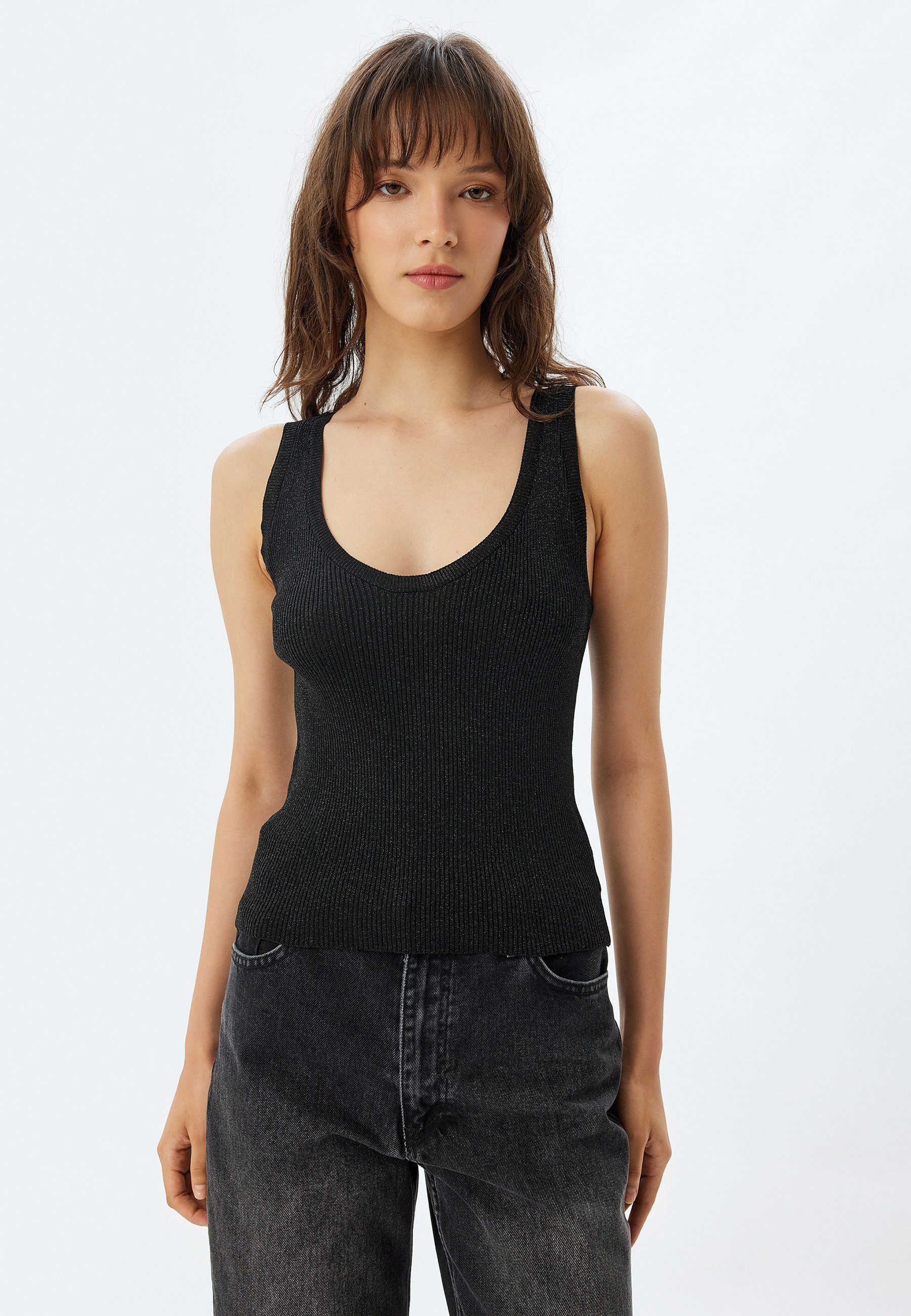 Koton Tanktop U-Kragen Ärmellos Tanktop