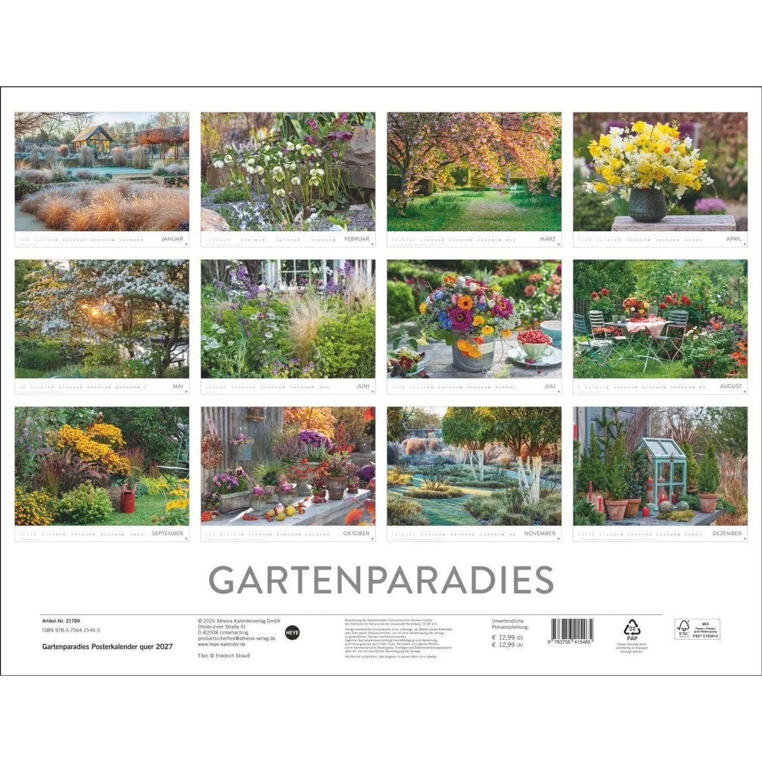HEYE Wandkalender Gartenparadies Posterkalender 2027 – Bild 2 von 5