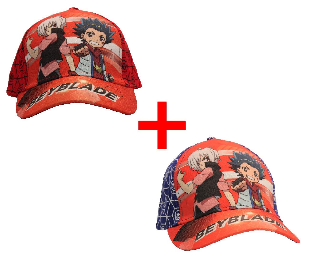 Beyblade Spiel Beyblade Burst Baseball Cap 2er-Set Mützen mit Klettverschluss, Valt A