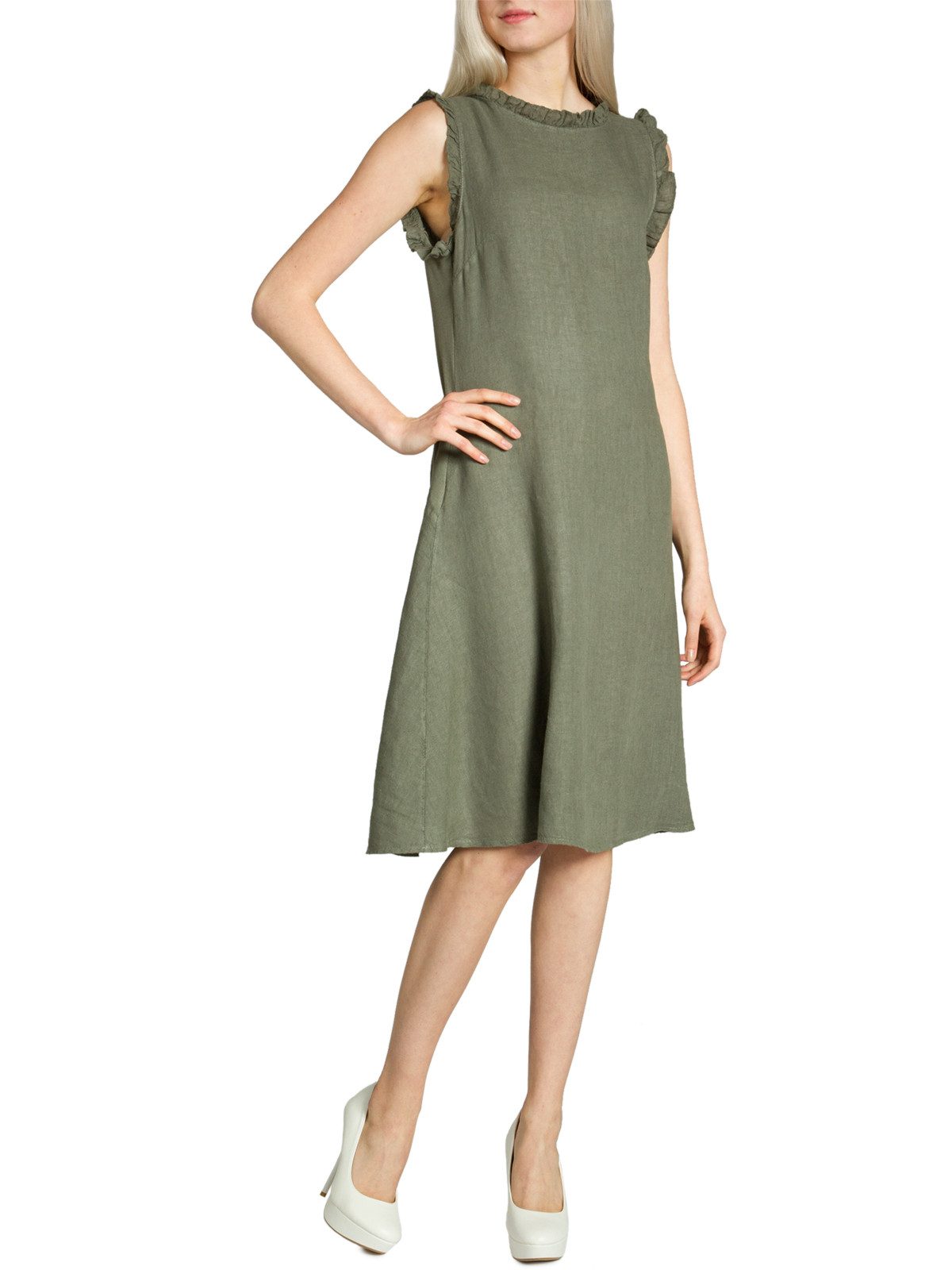 Caspar Sommerkleid SKL012 knielanges leichtes Damen Sommer Leinenkleid mit günstig online kaufen
