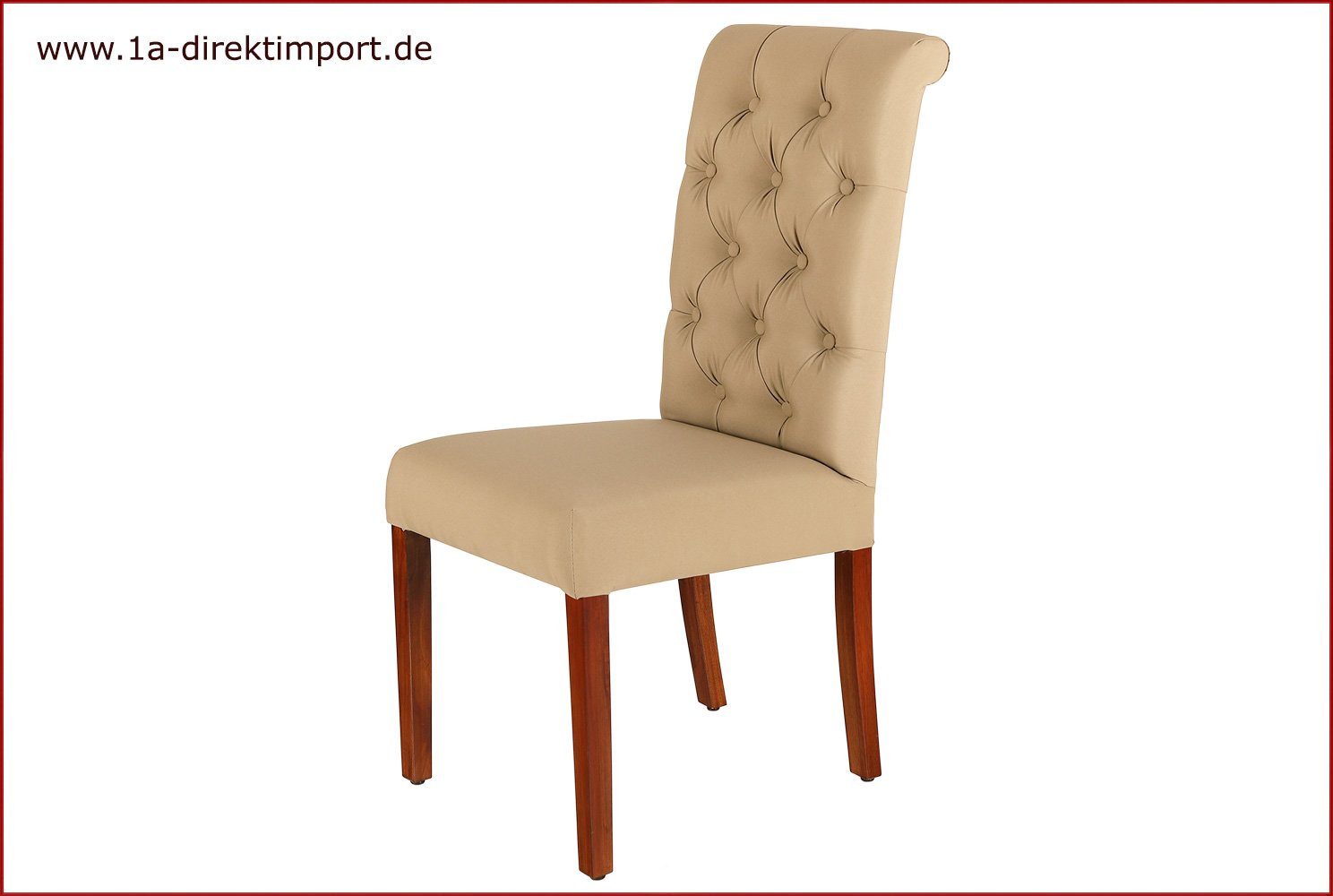 1a Direktimport Polsterstuhl Esszimmerstühle Knopfsteppung - Polster beige braun - komplett montier