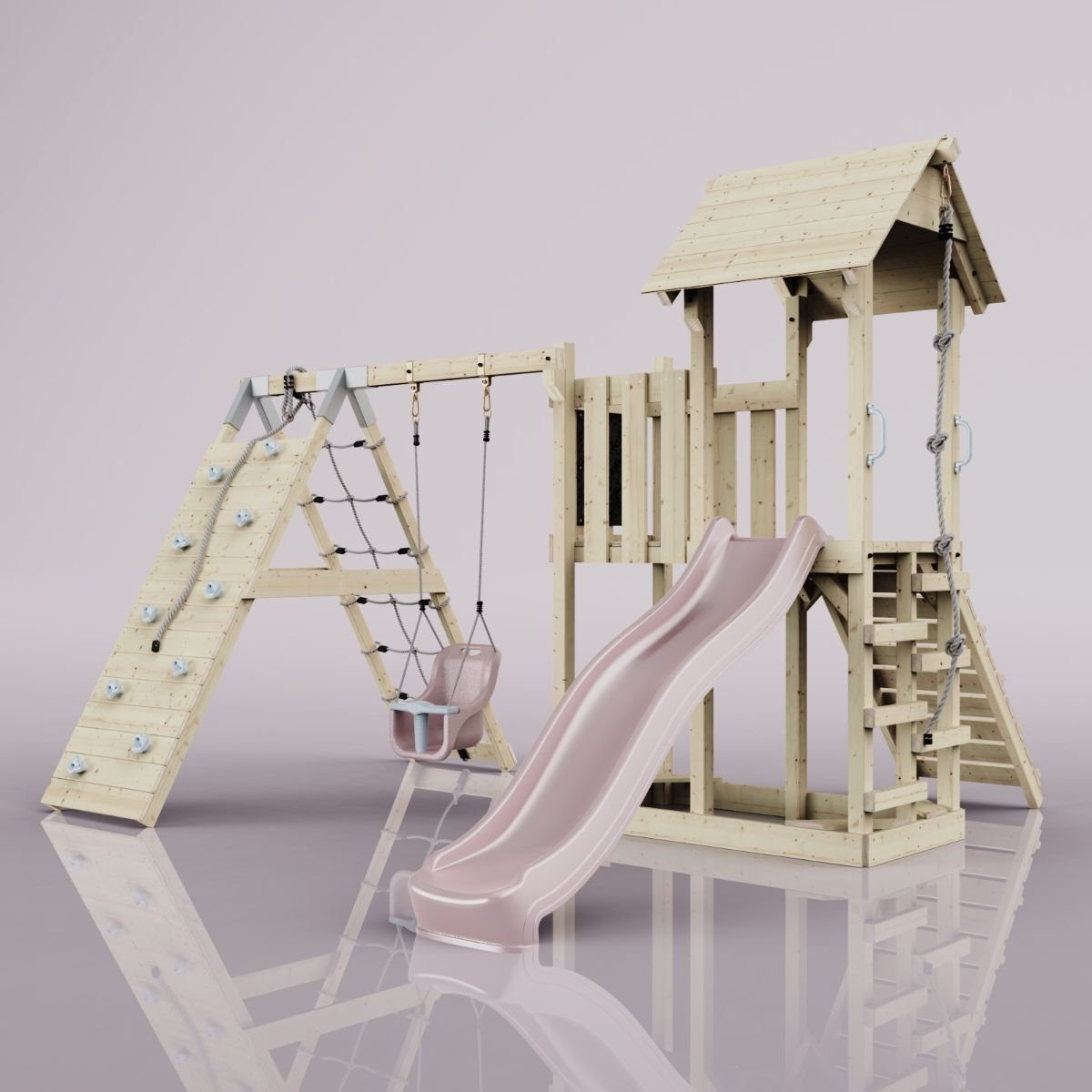 PolarPlay Spielturm Farö, Altrosa - Babyschaukel