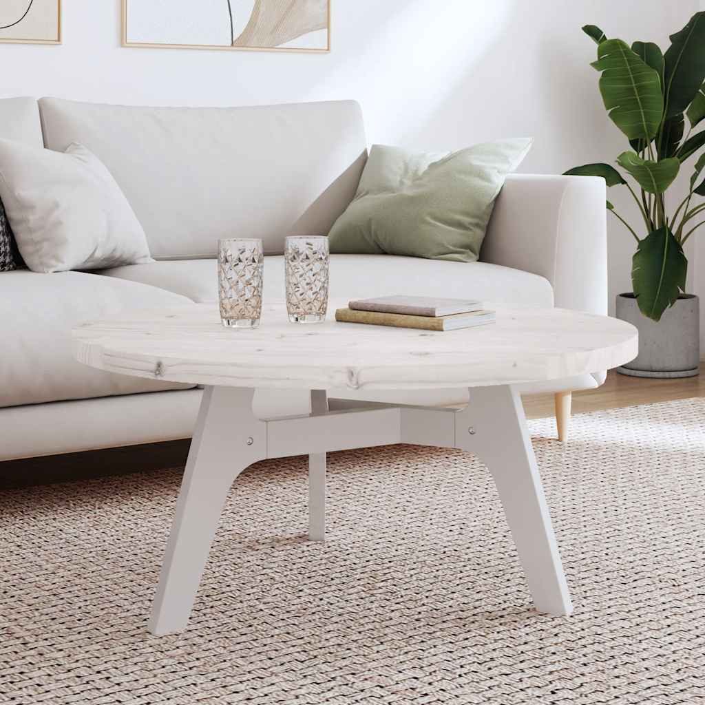 furnicato Tischplatte Runde aus massivem Kiefernholz Weiß 90 x 3 cm (1 St), Stabile Platte für Couchtisch mit rustikaler Maserung und Aststellen