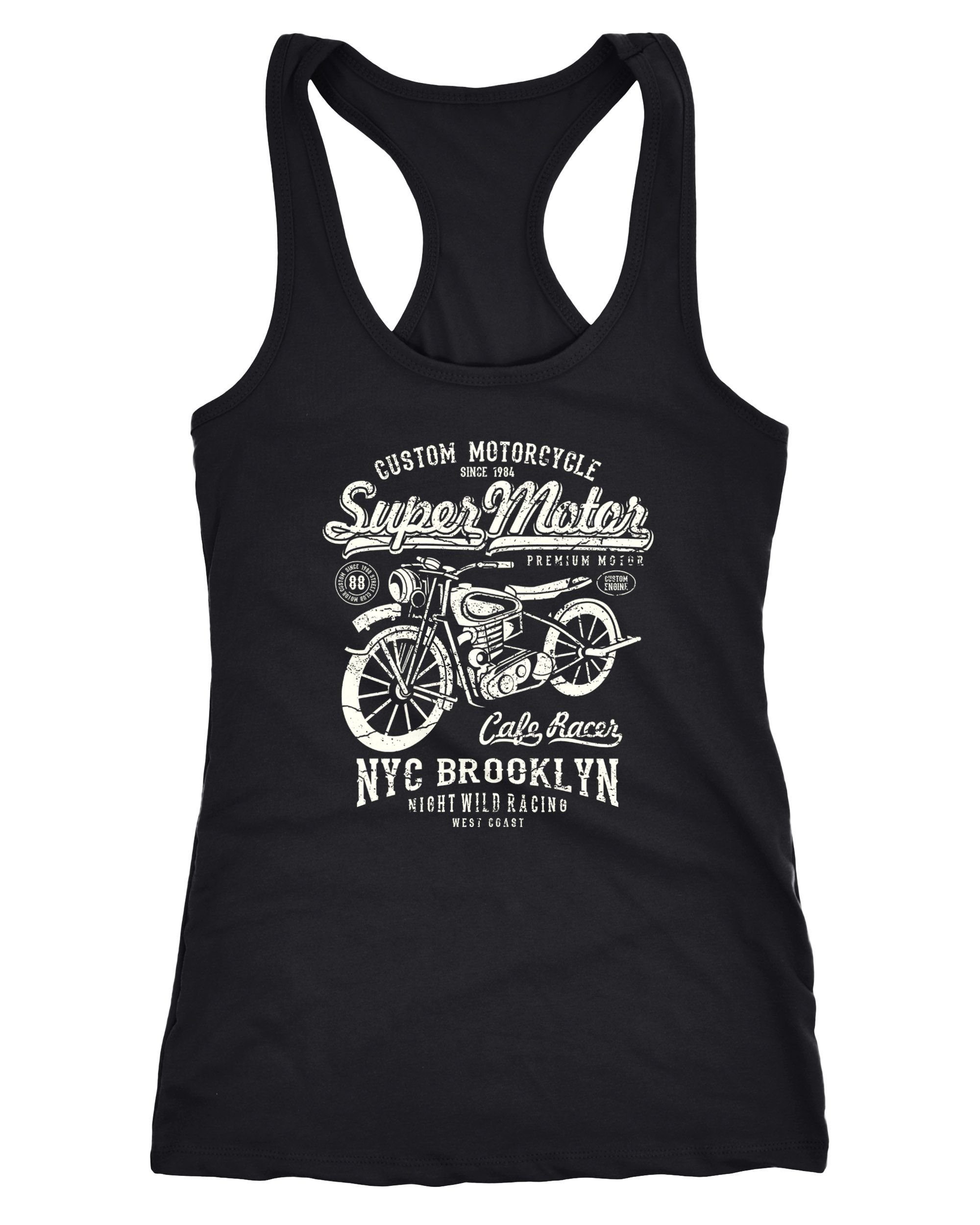 Damen Tops Neverless Tanktop Damen Tank Top Motorrad Super Motor Biker Racerback Tanktop Neverless®
