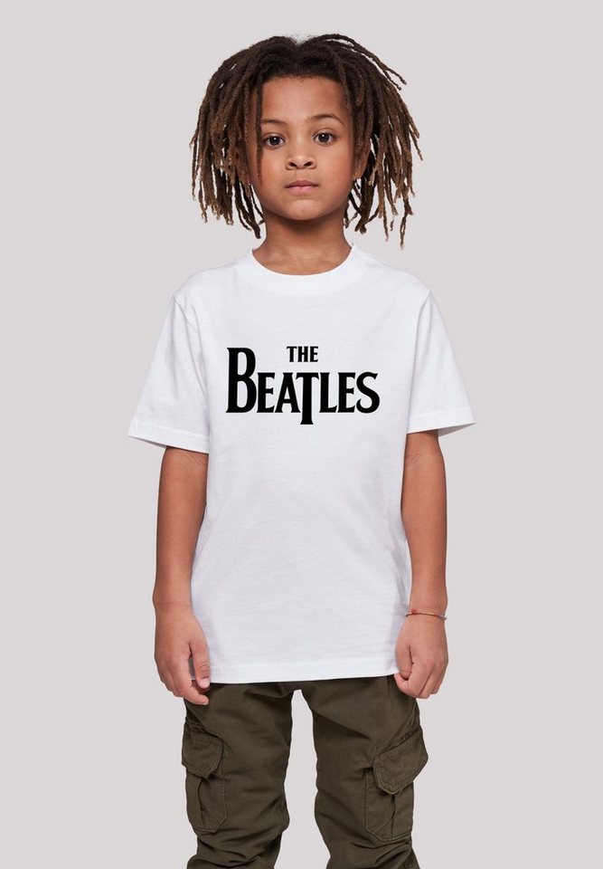 F4NT4STIC T-Shirt The Beatles Band Drop T Logo Black Print, Das Model ist  145 cm groß und trägt Größe 145/152