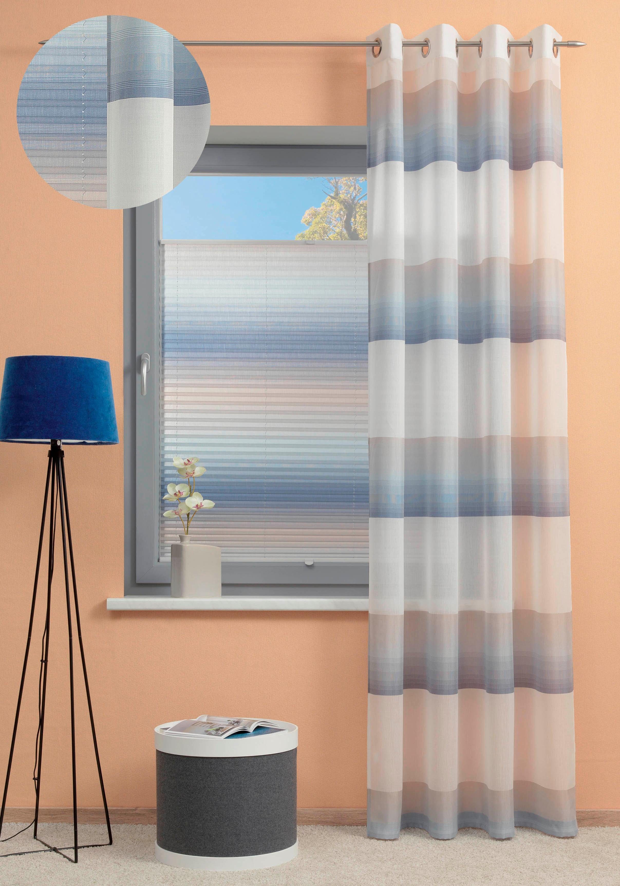 Neutex halbtransparent, Diego, (1 for blau/sand/wollweiß St), Ösen Vorhang HxB: 250x140 you!,