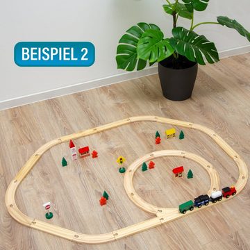 eyepower Spielzeug-Eisenbahn 48-teilige Holzeisenbahn Starter-Set Spielzeug, Holzbahn Kinder-Bahn Zug Holz