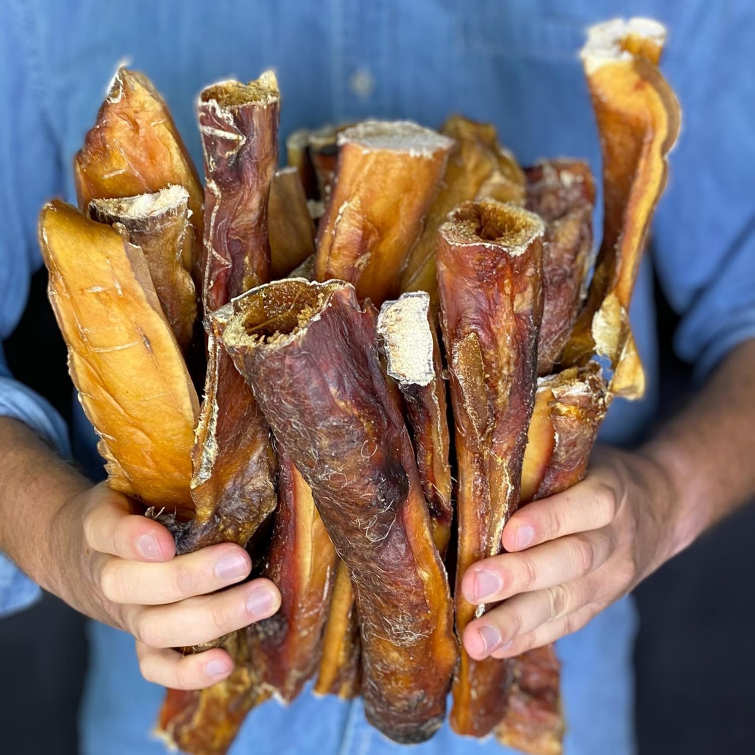 Breers Pet Food Rinderkopfhaut getrocknet 12-15 cm für Hunde 1 kg Kausnack mini Hundeleckerlie, Harter Kauartikel, Leckerli getreidefrei, Hundesnack zuckerfrei