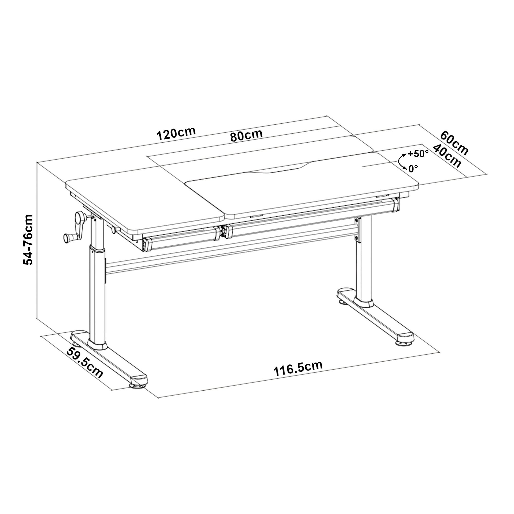 en.casa Kinderschreibtisch, Schülerschreibtisch »Sauda« 120x60 cm Pink