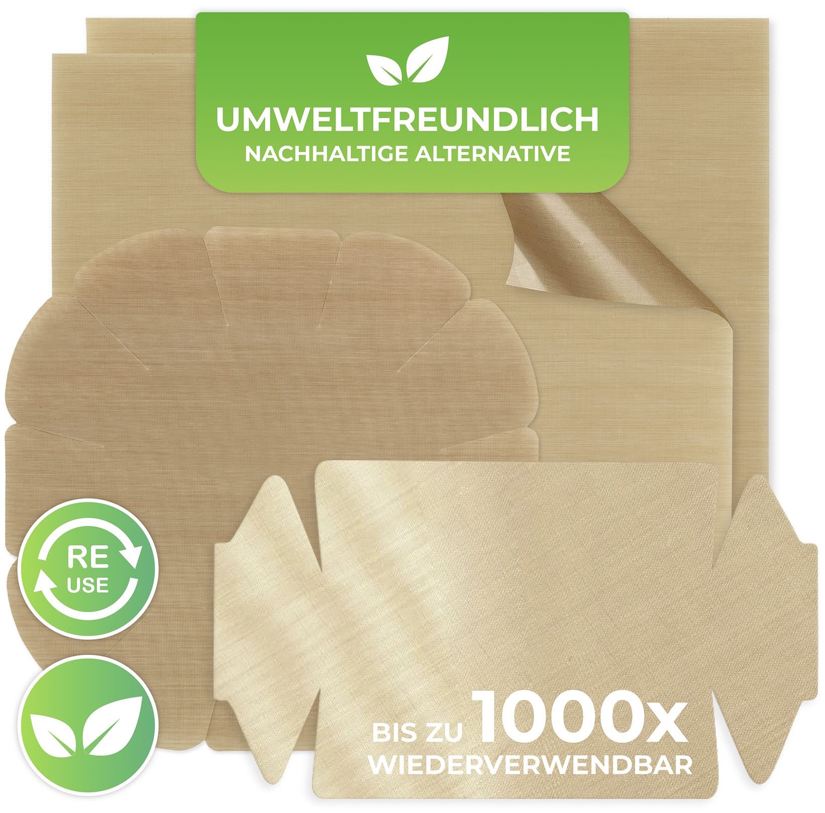 Maximex Backmatte Antihaft-Zuschnitt, Kunststoff (Set, 4-tlg), für runde und eckige Backformen, wiederverwendbar