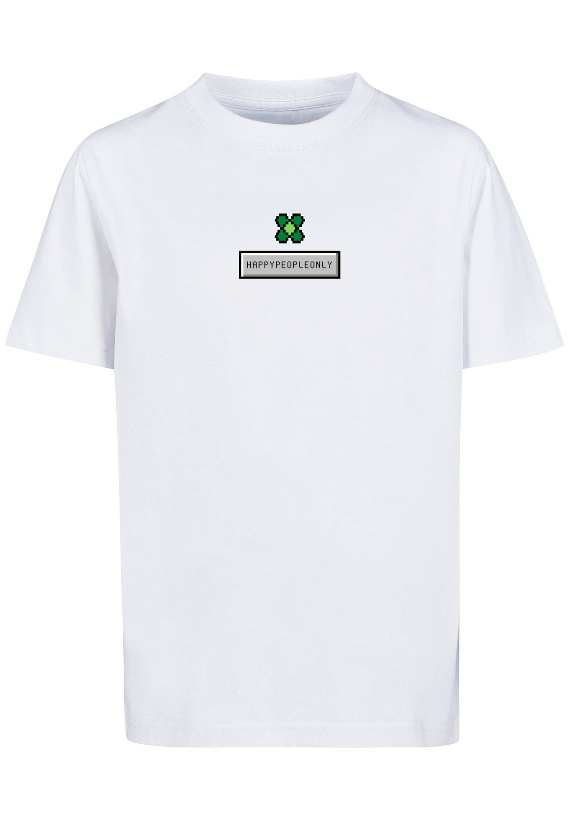 Year New T-Shirt Kleeblatt Pixel Print F4NT4STIC Happy Silvester weiß