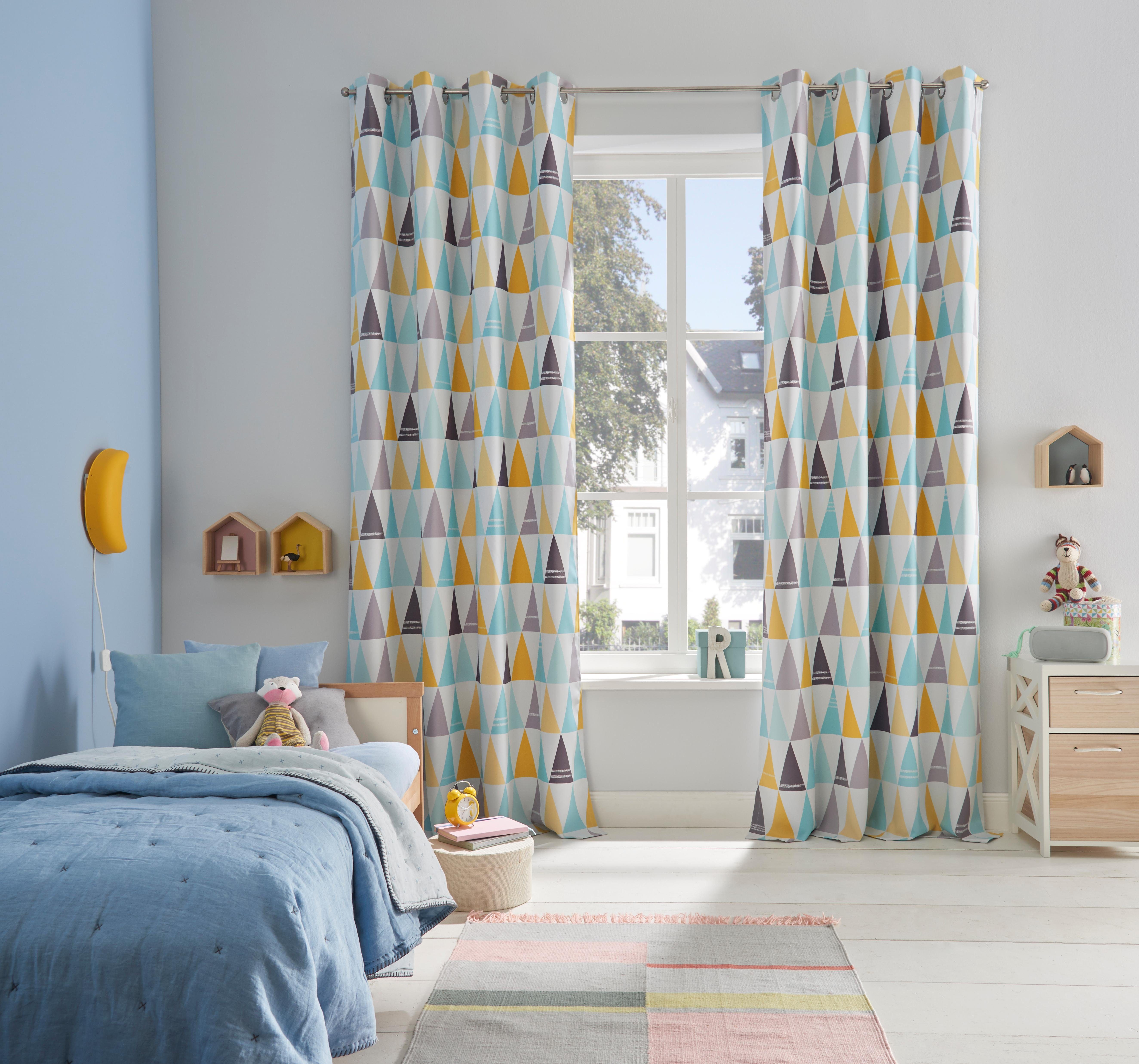 OTTO home Verdunkelungsvorhang Dreieck (1 St), Ösen, verdunkelnd, einseitig mit Dreiecken bedruckte Kindergardine, blickdicht