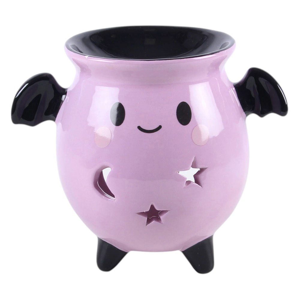 Something Different Duftlampe Kawaii Duftlampe rosa Keramik mit Fledermausflügeln Hexenkessel