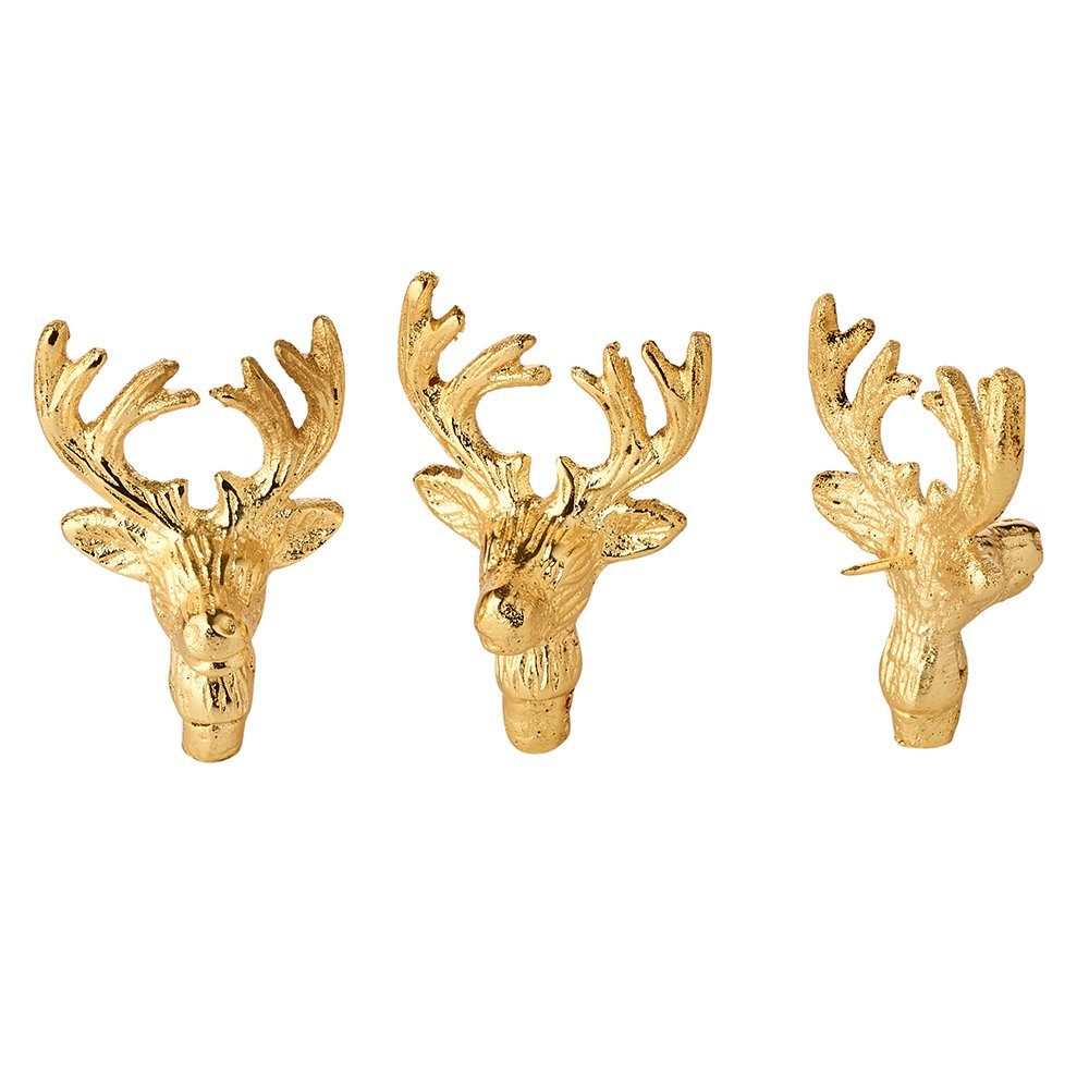 EDZARD Kerzenständer Kerzenstecker Elch, 3er-Set, Silber-Optik, Elch-Motiv, Aluminium, vernickelt, H 6 cm