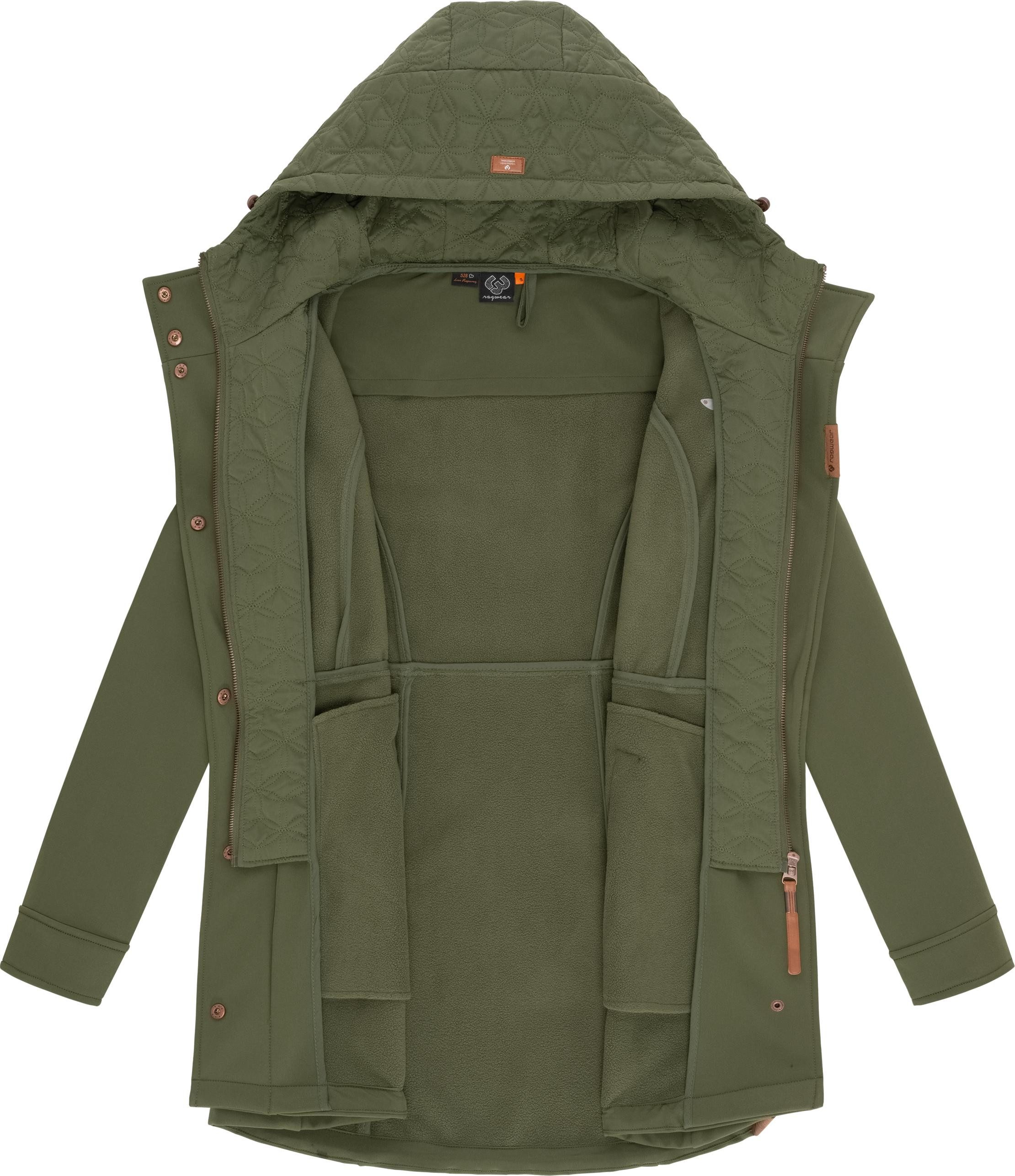 Ragwear Softshellmantel Ybela sportliche, gefütterte Outdoorjacke mit Kapuze