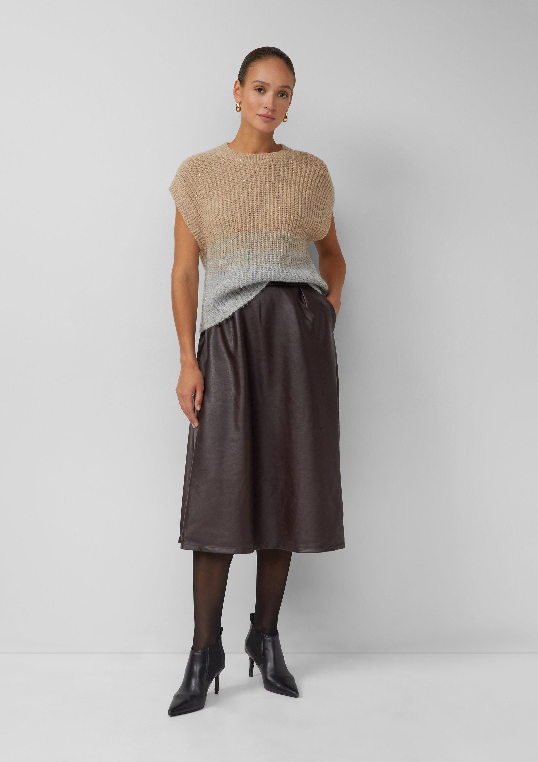 s.Oliver Maxirock Rock Midirock in Leder-Optik mit ausgestelltem Saum günstig online kaufen