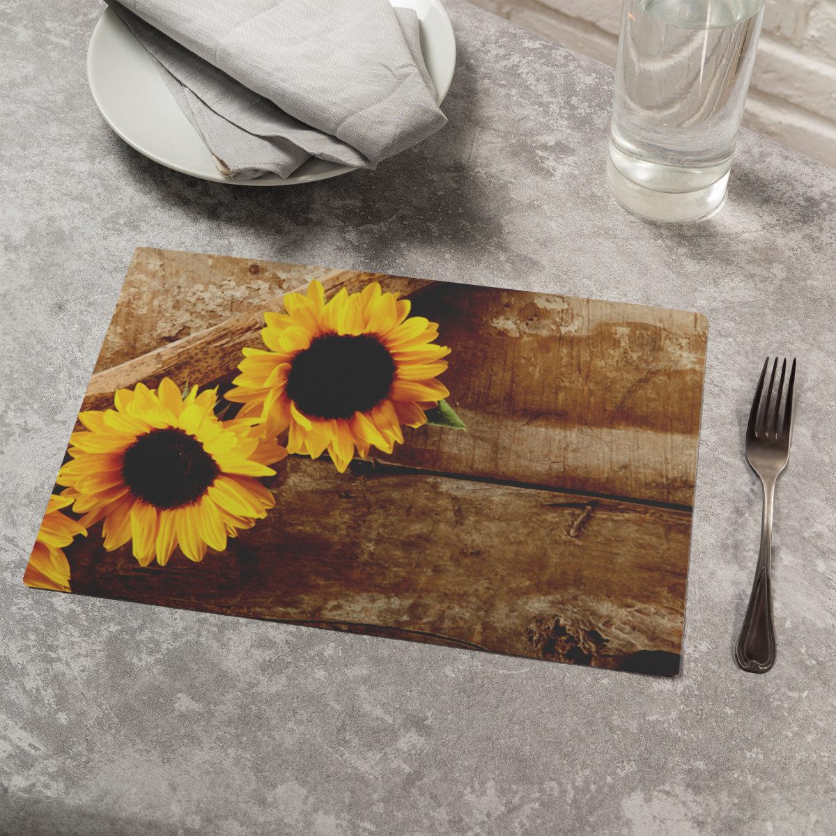 matches21 HOME & HOBBY Platzset Abwaschbare Tischsets 4er Set Sommer Sonnen-Blumen, (4-St), Platzsets als Tisch-Untersetzer und Tisch-Deko für Esstisch Teller – Bild 4 von 5