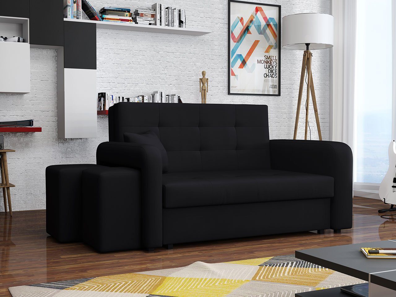 MIRJAN24 Schlafsofa mit Home Bettkasten Schlaffunktion (2 mit Stück), II, Sitzer Polsterhocker Schlafsofa Sofa Viva und 2