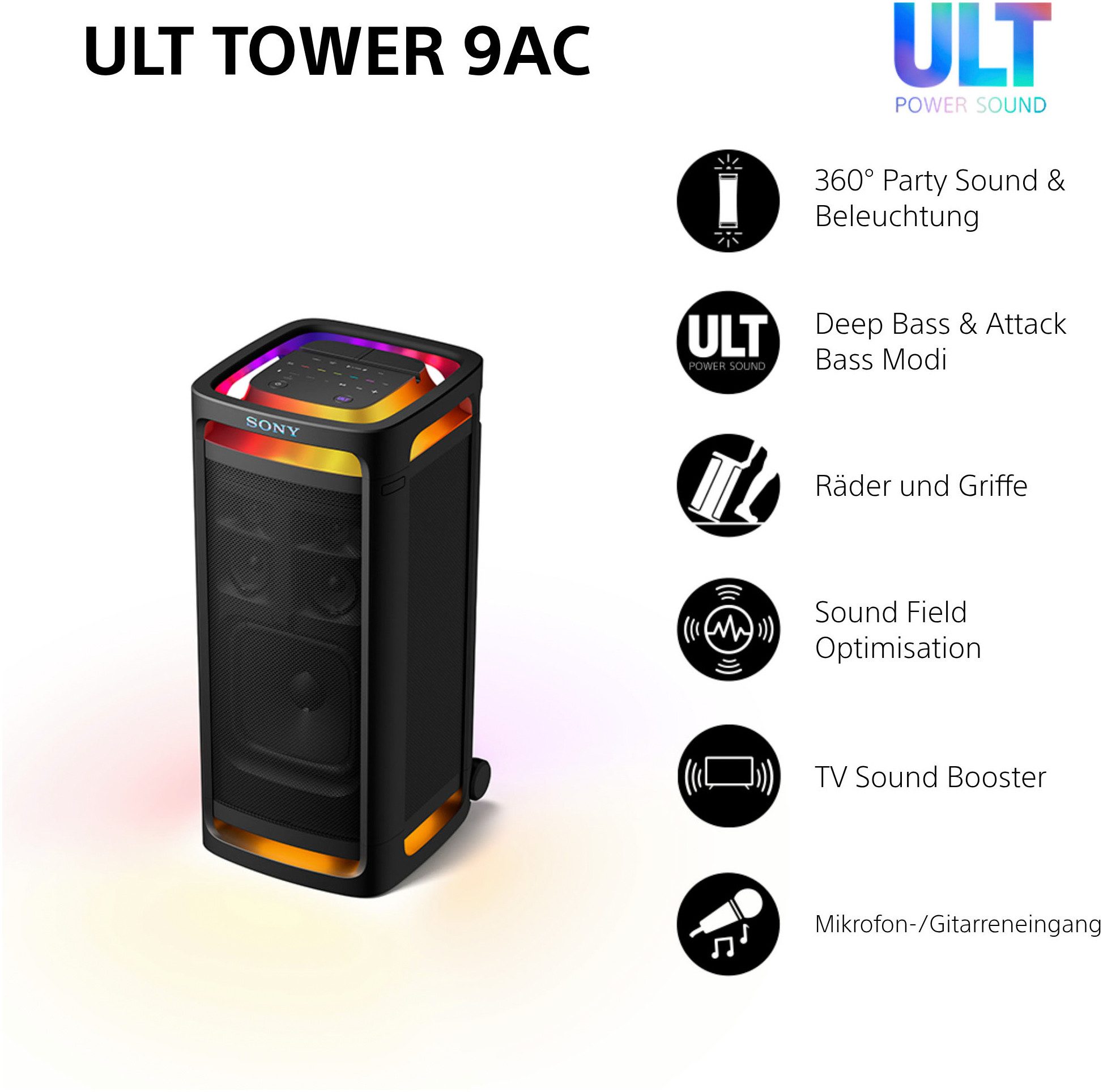 Sony ULT TOWER 9AC Party-Lautsprecher (Bluetooth, 45 W, SRS-ULT900AC)
