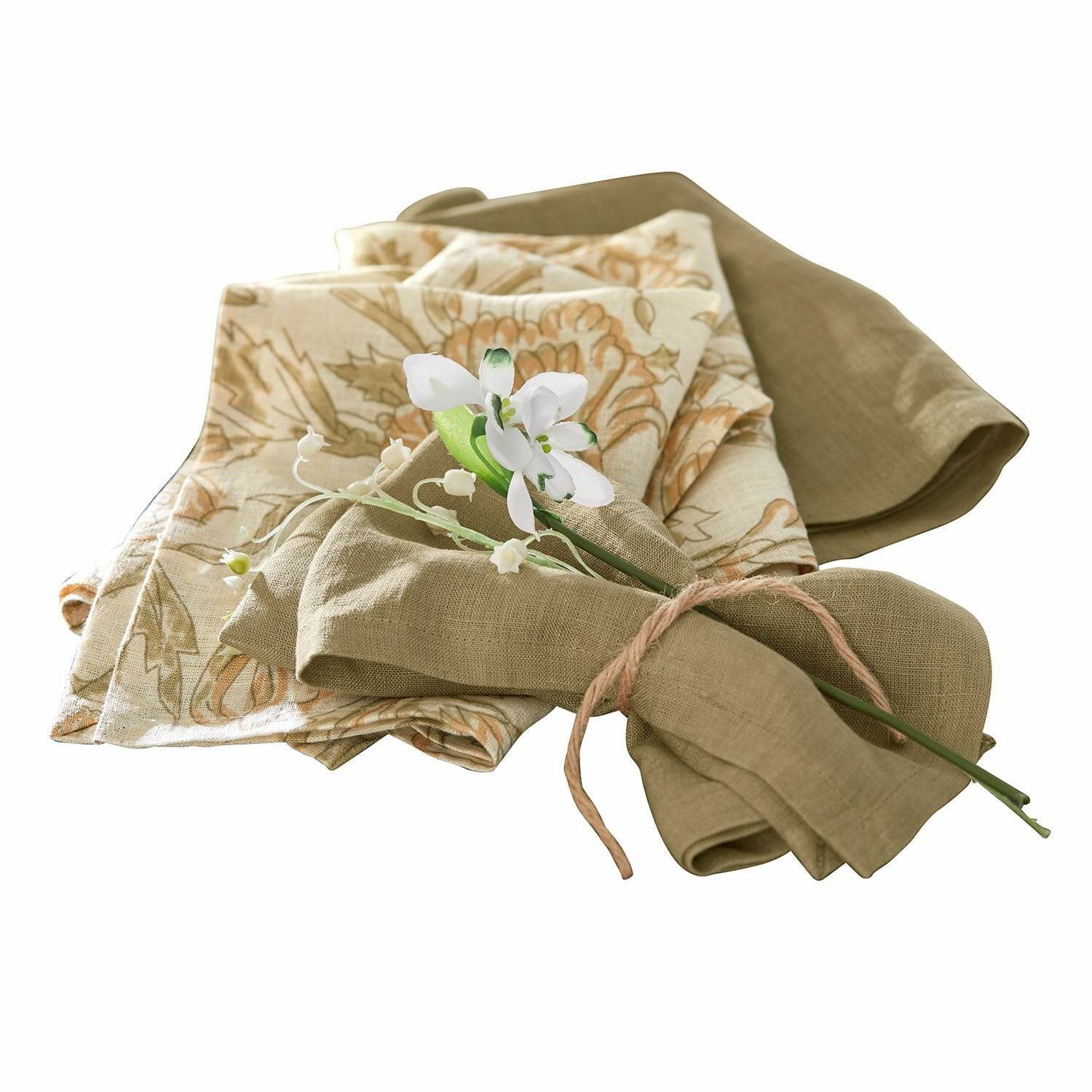 Stoffserviette Serviette 4er Set Ivernelle grün/beige