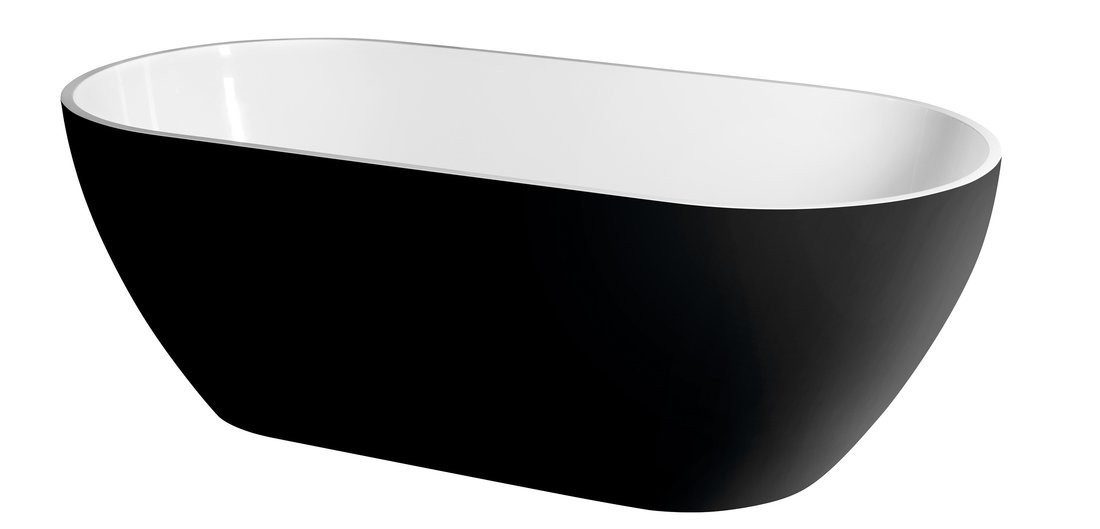 Polysan s.r.o. Badewanne REDUTA Freistehende Badewanne 150x75x46cm, schwarz/weiß, Polysan-72974