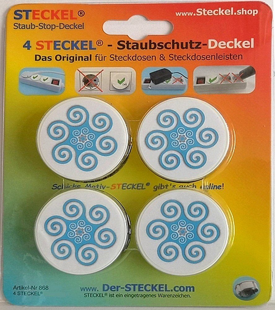 - Steckdosen - blau STECKEL DS-471 Abdeckung DEKO-STECKEL® 4 Stück Ornament Wanddekoobjekt