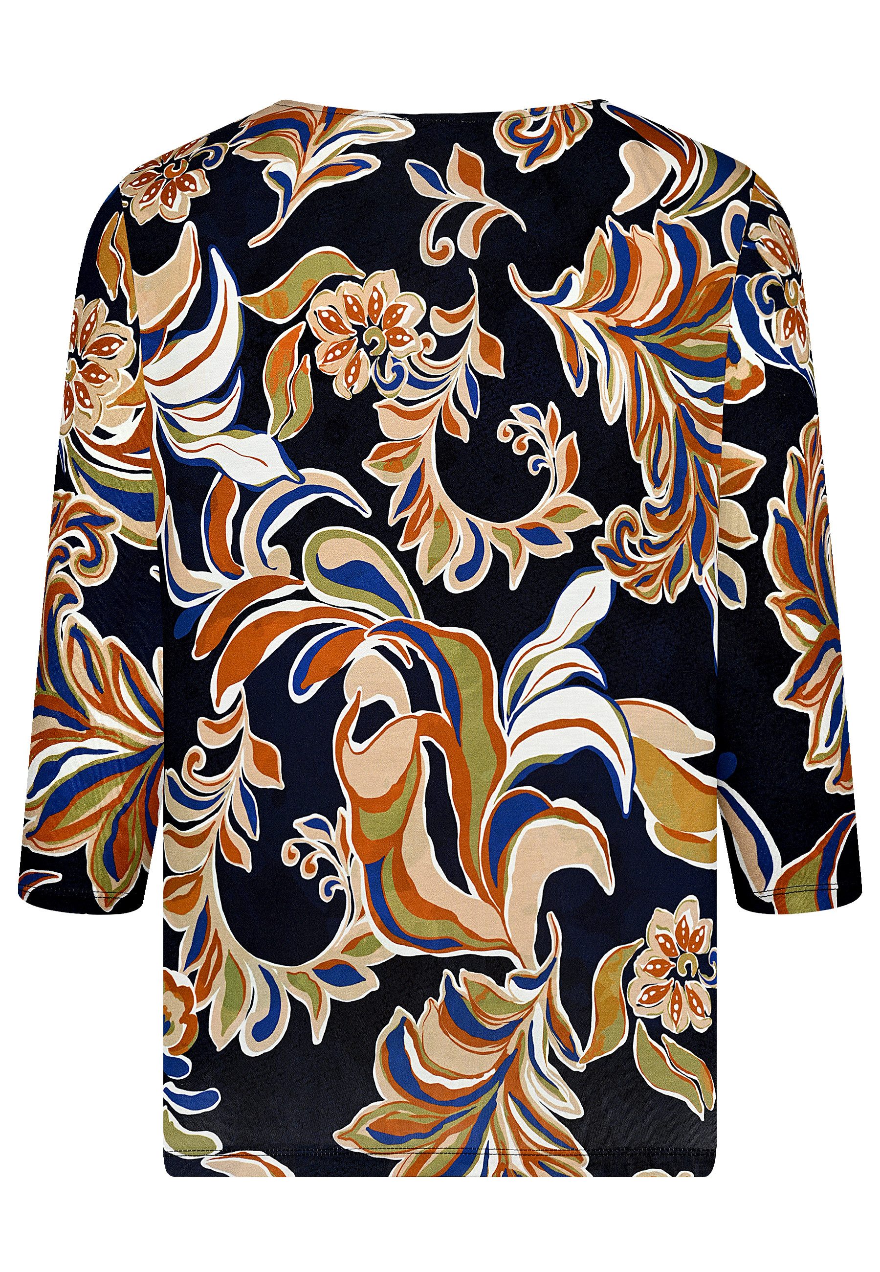 elanza T-Shirt Shirt mit Blätter-Print in Blau/Braun (1-tlg) günstig online kaufen