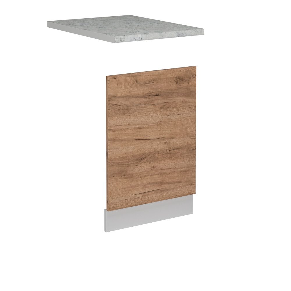 Frontblende R-Line, Goldkraft Eiche/Weiß, 45 cm AP Marmor