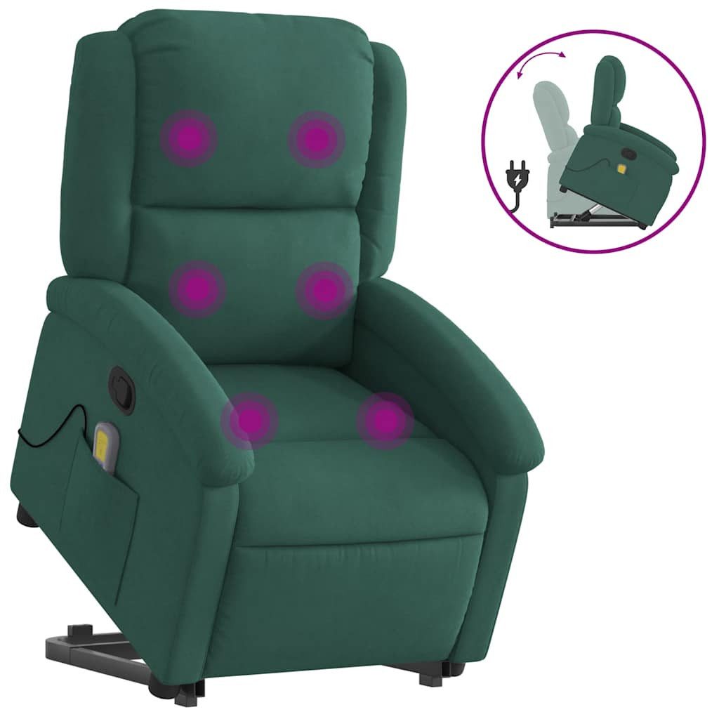 vidaXL Sessel Massagesessel mit Aufstehhilfe Dunkelgrün günstig online kaufen