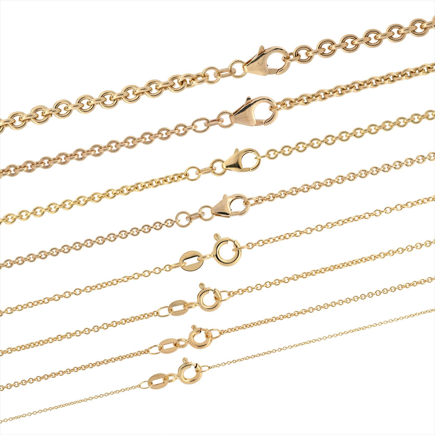 HOPLO Goldkette Goldkette Ankerkette Länge 36cm - Breite 0,8mm - 585-14 Karat Gold, Made in Germany