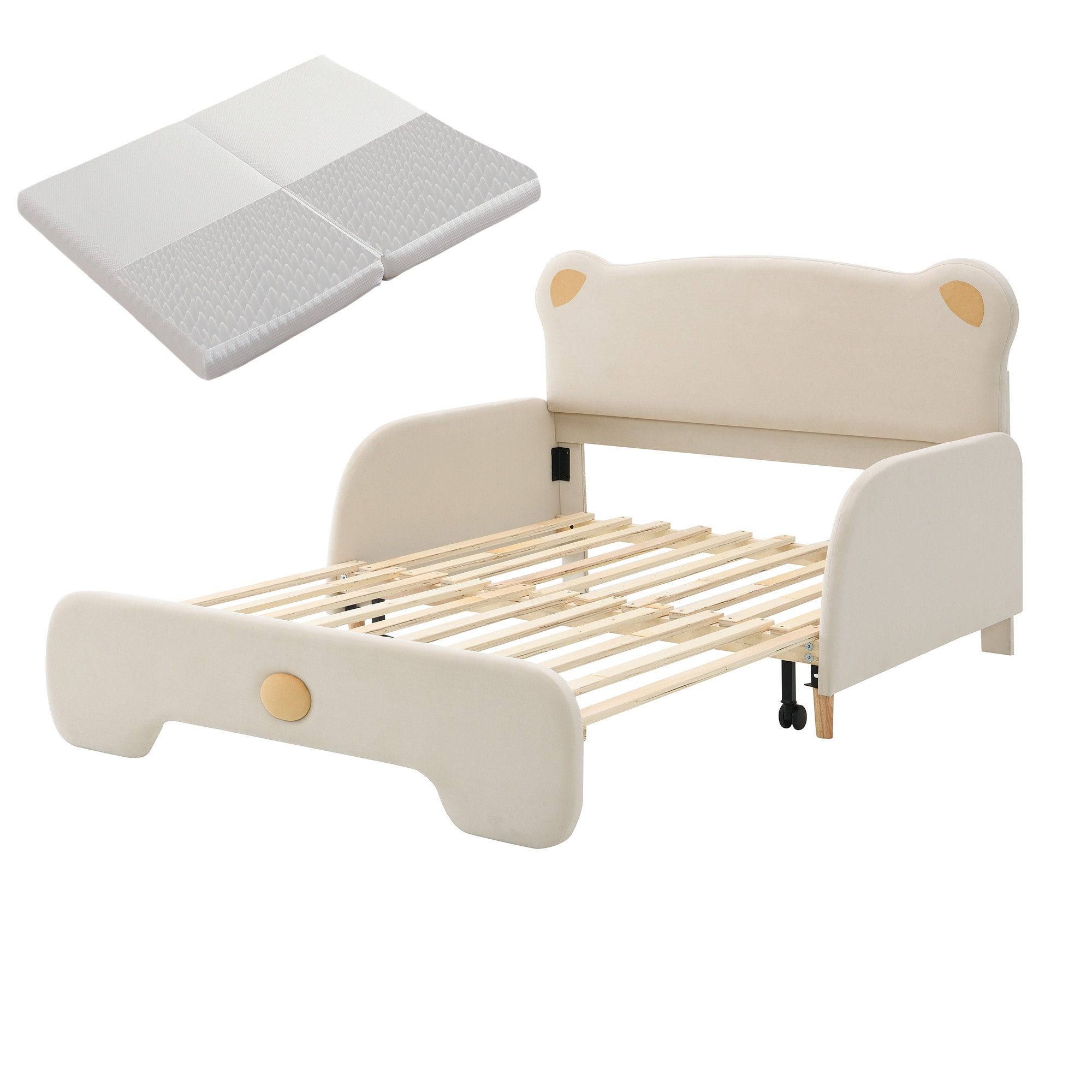 SOFTWEARY Kinderbett mit ausziehbarer Liegefläche (140x110cm/140x200cm), Sc günstig online kaufen
