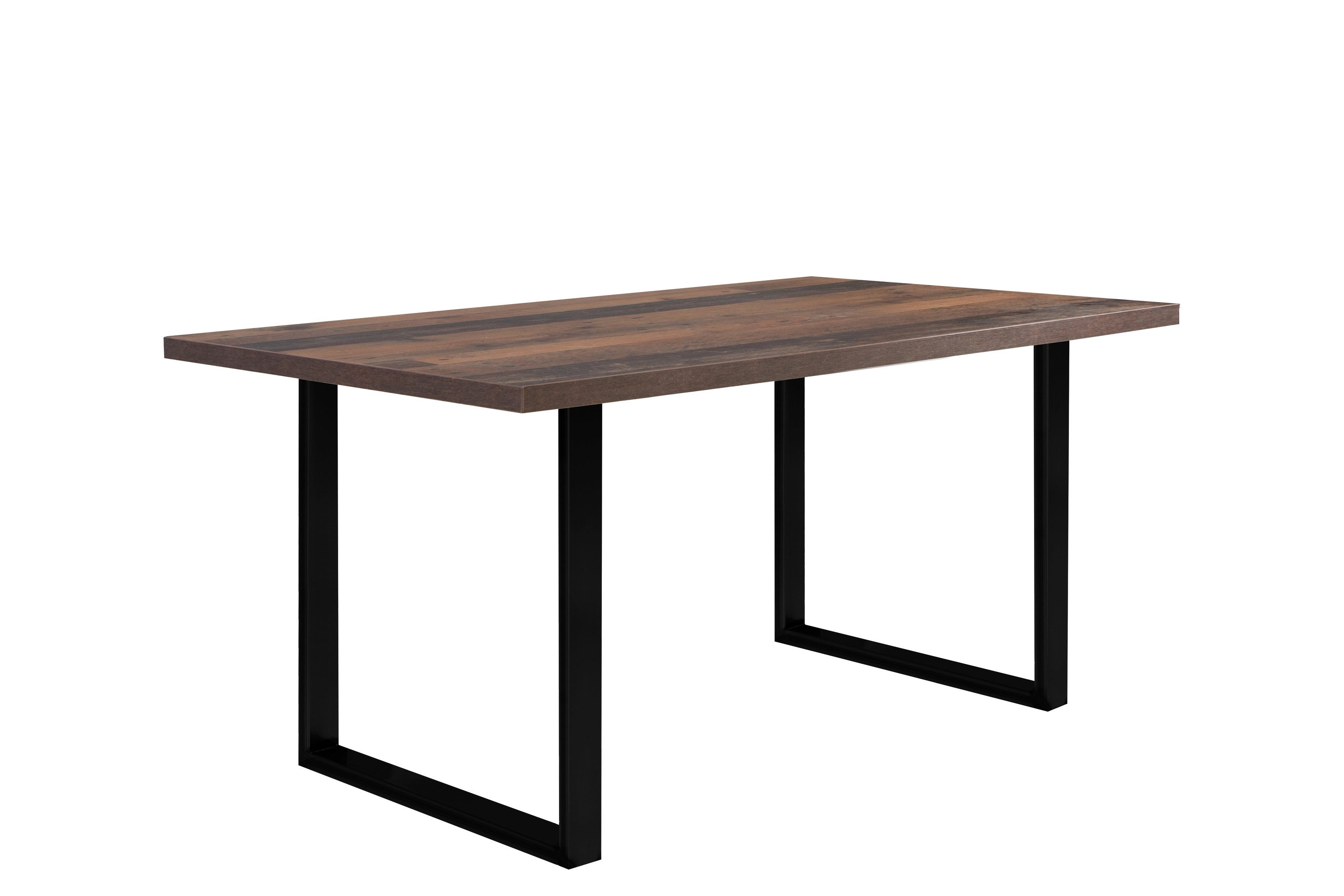 freiraum Esstisch TABLES, in Old – Wood Vintage, Schwarz - 160x74,7x90cm (BxHxT)