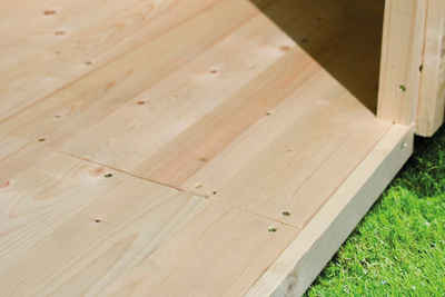 Karibu Gartenhaus-Fußboden für "Callisto 3", naturbelassen, BxT:344x230,5 cm, aus hochwertigem Massivholz, mit kesseldruckimprägnierten Bodenbalken