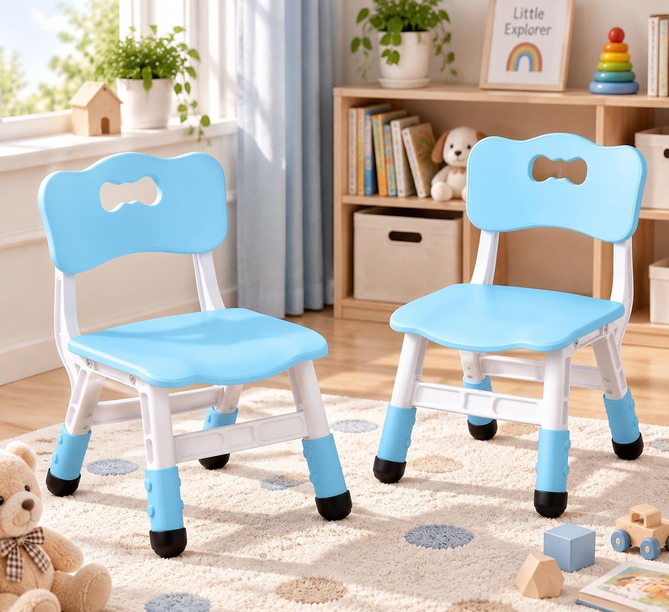 TLGREEN Kindersitzgruppe Kinder Schreibtischstuhl Höhenverstellbar, (Kinderstühle mit Rückenlehne, 2-tlg., für Kinderzimmer Schule …