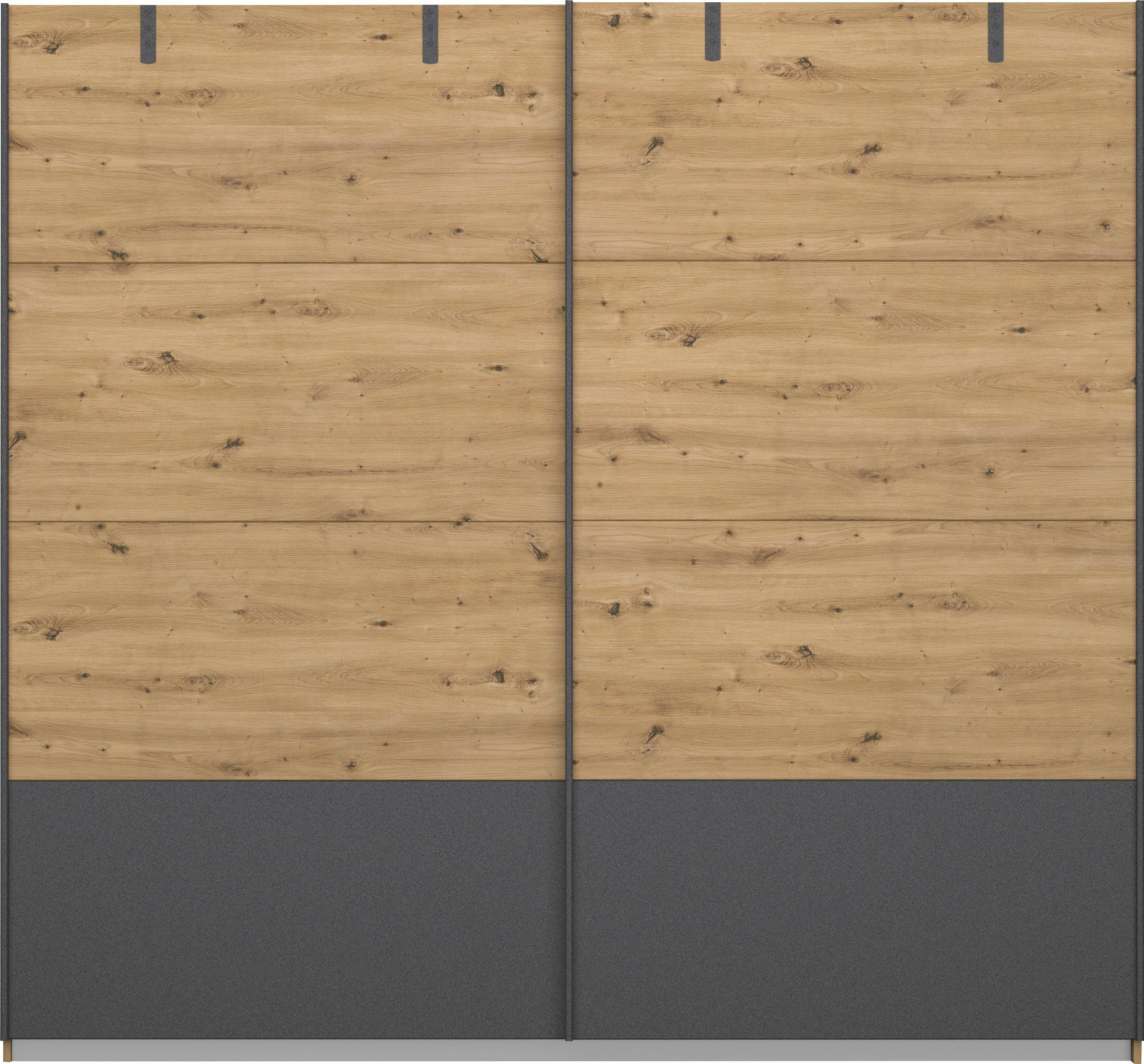 rauch Schwebetürenschrank Schrank Kleiderschrank Ankleide Garderobe BIRMINGHAM (Breite/Höhe/Tiefe: 226/210/62 cm) im Industrial-Style, Griffleisten in Graumetallic MADE IN GERMANY
