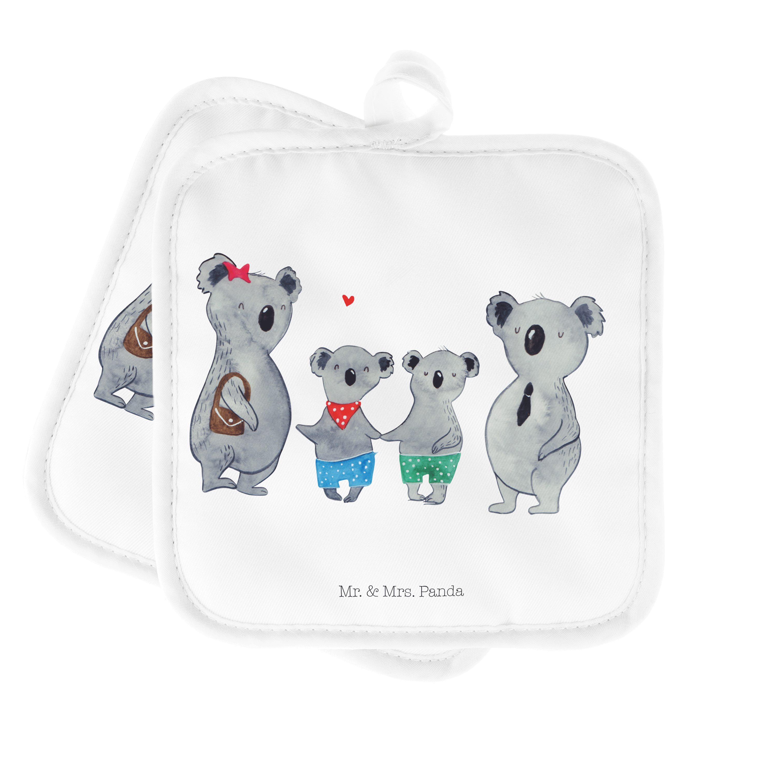 & (1-tlg) Weiß - Set, Mrs. Mr. - Familie Topflappen Panda zwei Topflappen Koa, Koala Topflappen, Geschenk,