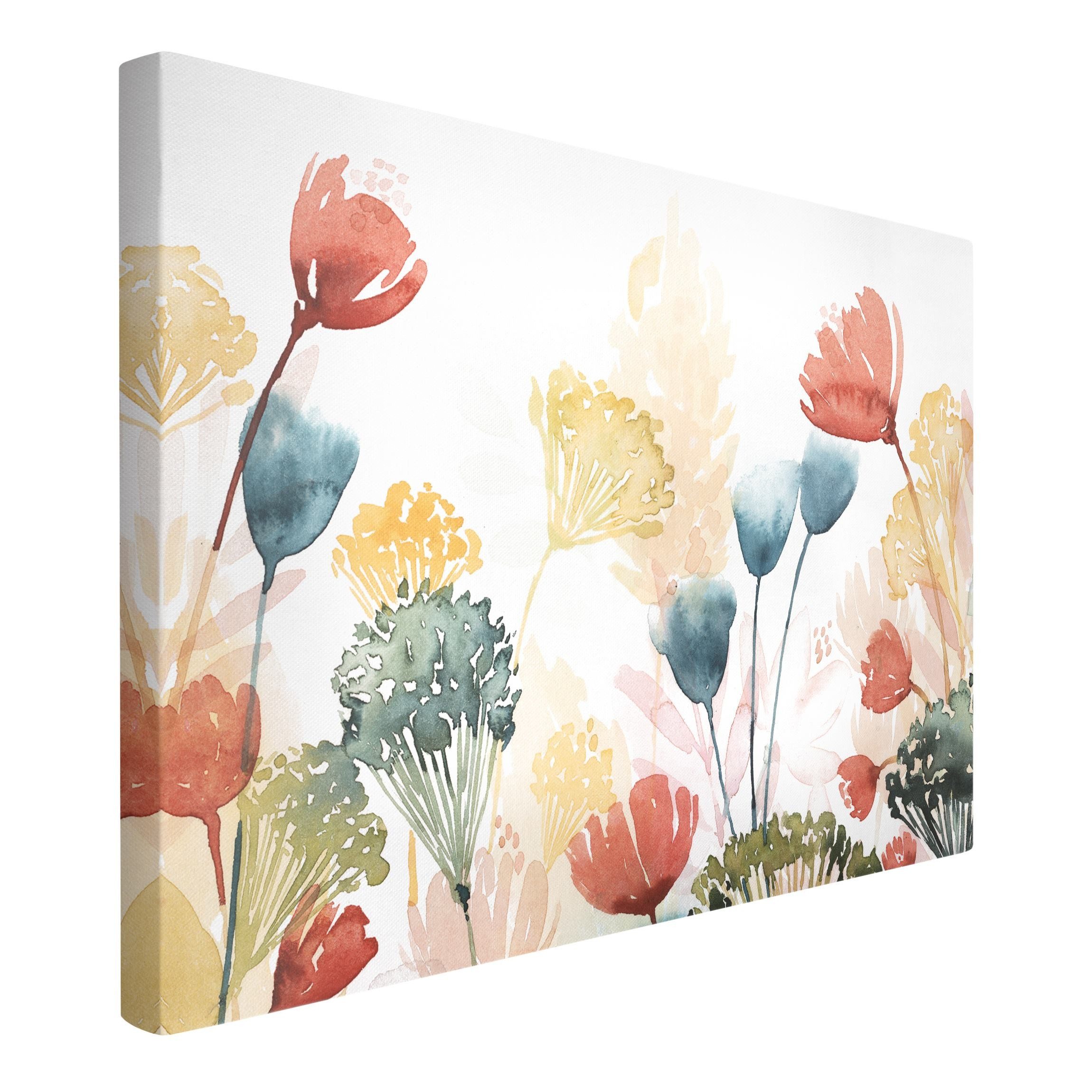 Leinwandbild Blumen Modern floral Natur Wildblumen bunt Bild auf Leinwand Groß XXL