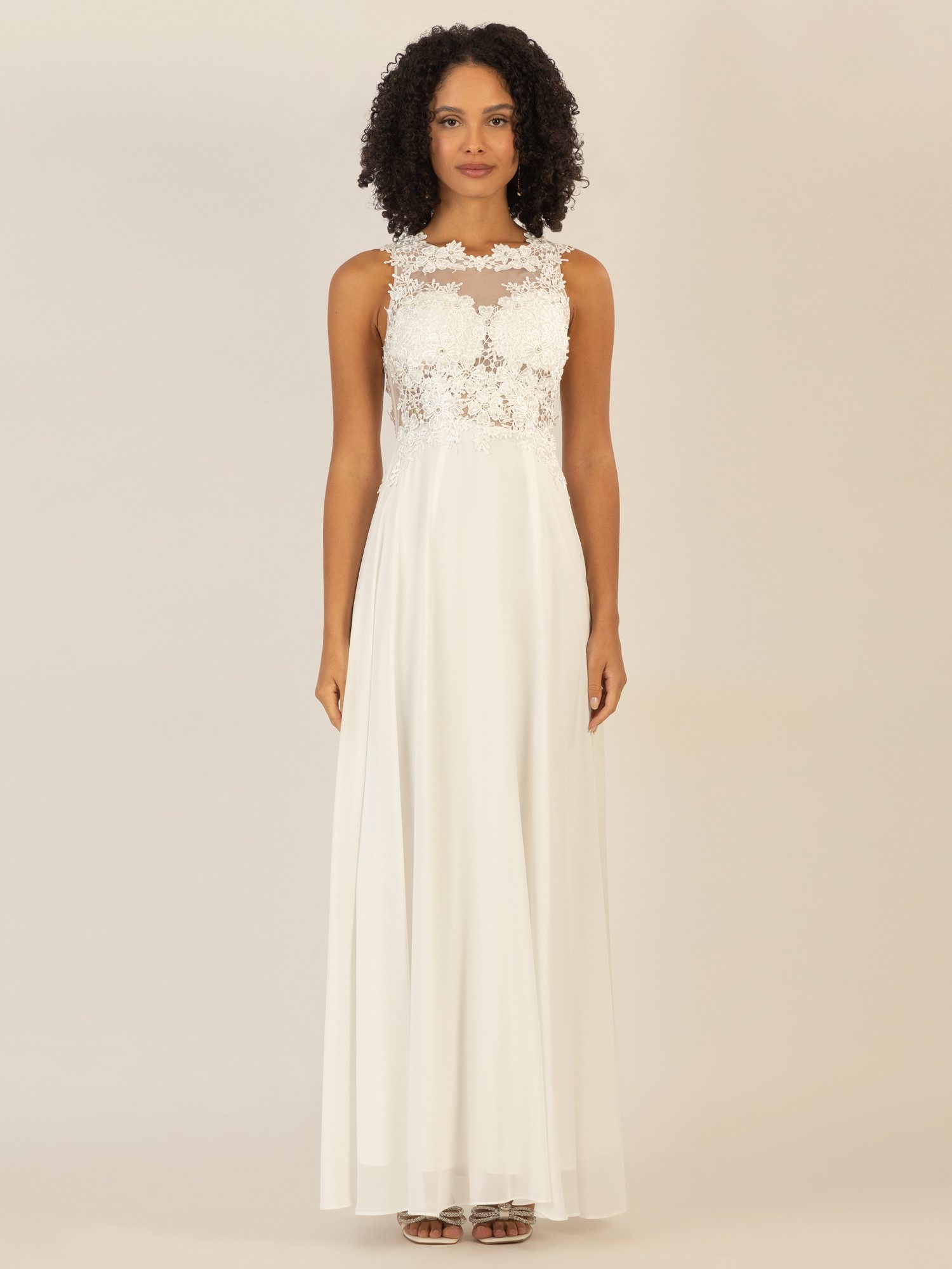 Apart Abendkleid im Materialmix aus bestickter Spitze und Chiffon günstig online kaufen