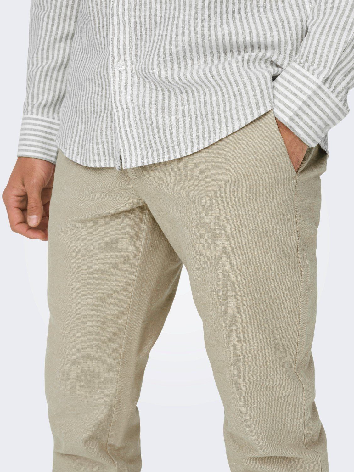 Leinen & 5051 Baumwolle & SONS in Beige ONLY Chino aus Stoffhose Business Chinohose ONSMARK