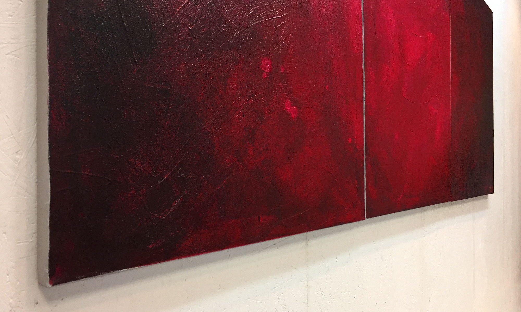 WandbilderXXL XXL-Wandbild Simply Red 210 x 90 cm, Abstraktes Gemälde, handgemaltes Unikat