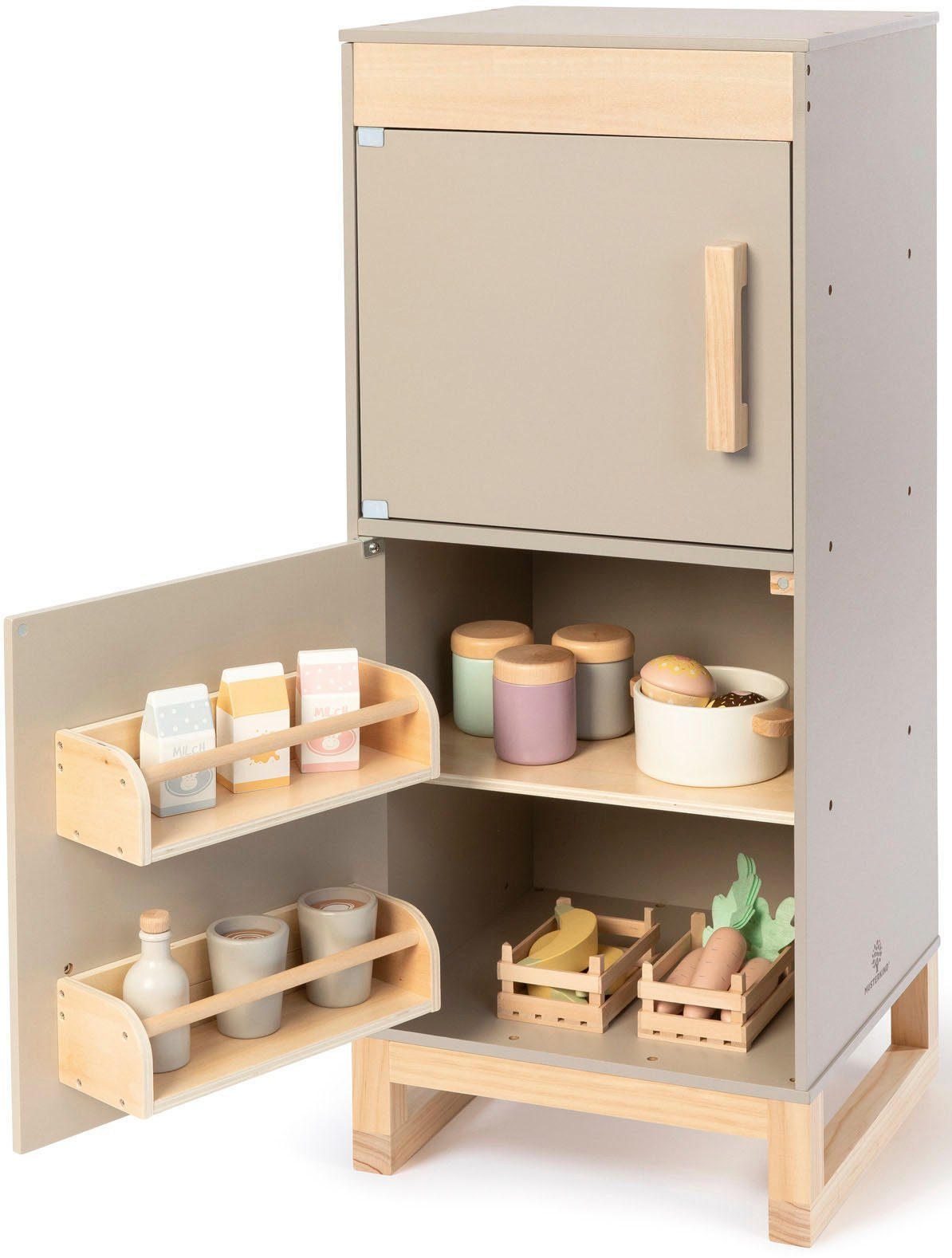MUSTERKIND® Kinder-Kühlschrank Ficus, warmgrau/natur