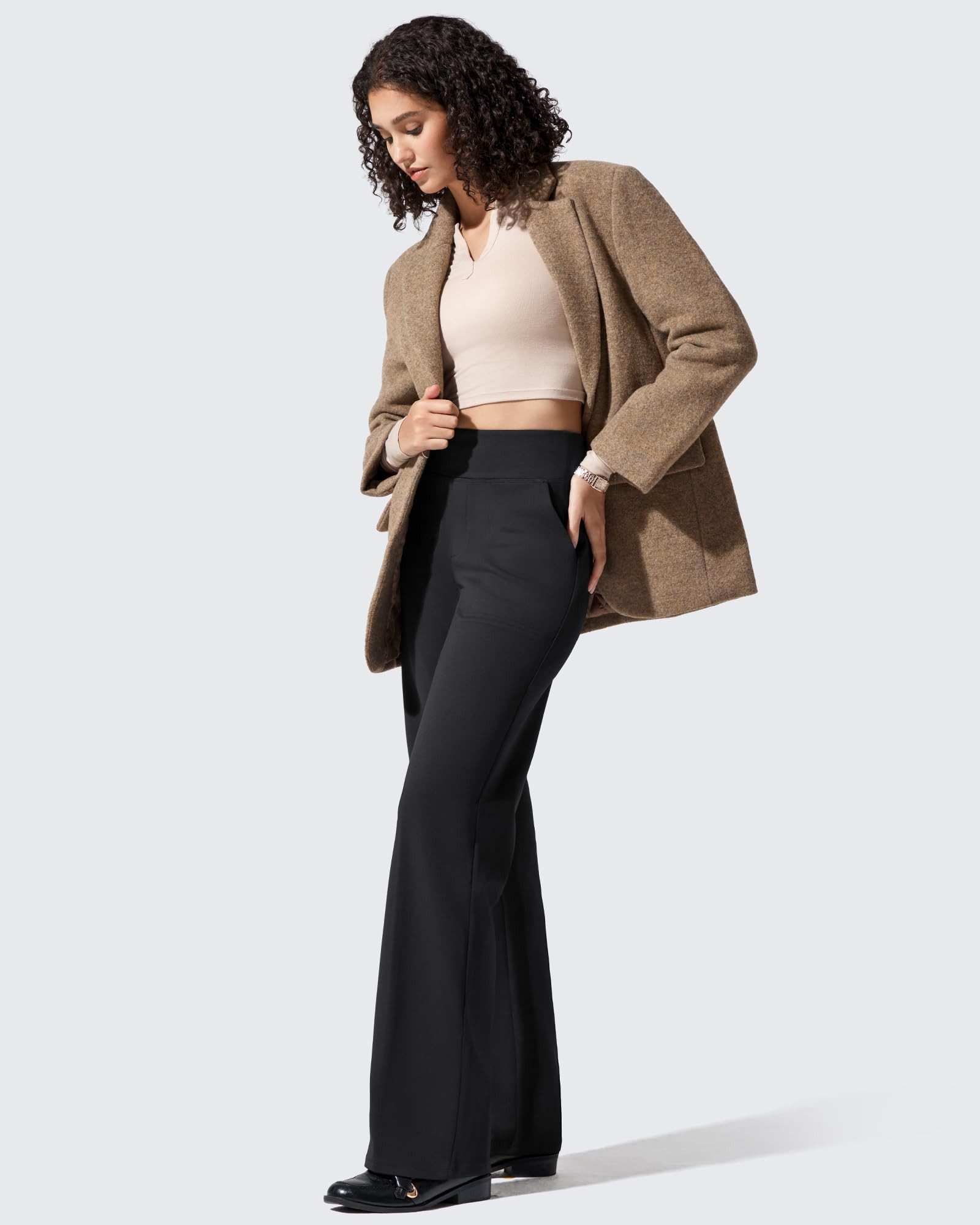 G4Free Palazzohose Damen Palazzohose Weites Bein Mit Taschen Jogginghose weites Bein, Winter-Arbeitshose, elegant, lässig