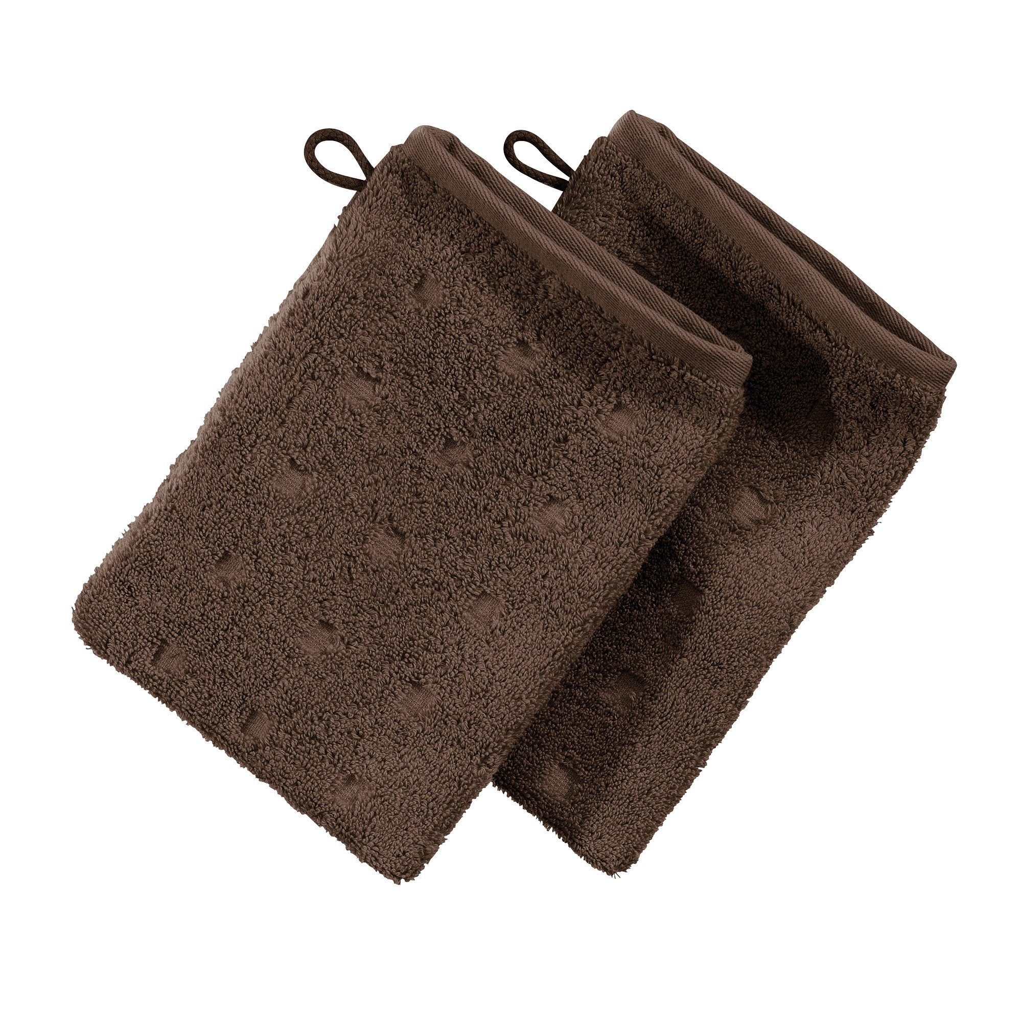 Möve Waschhandschuh Waschhandschuh "Quadretti" 2er-Pack, Frottier, Walk-Frottier Uni/Hoch- Tiefstruktur