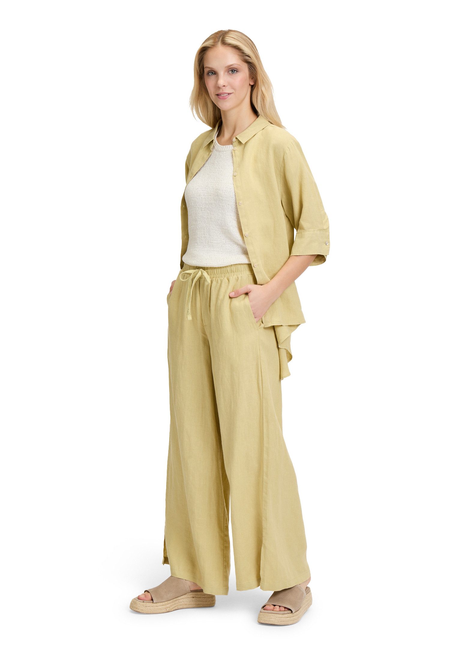 Cartoon Leinenhose Damen unifarben Form