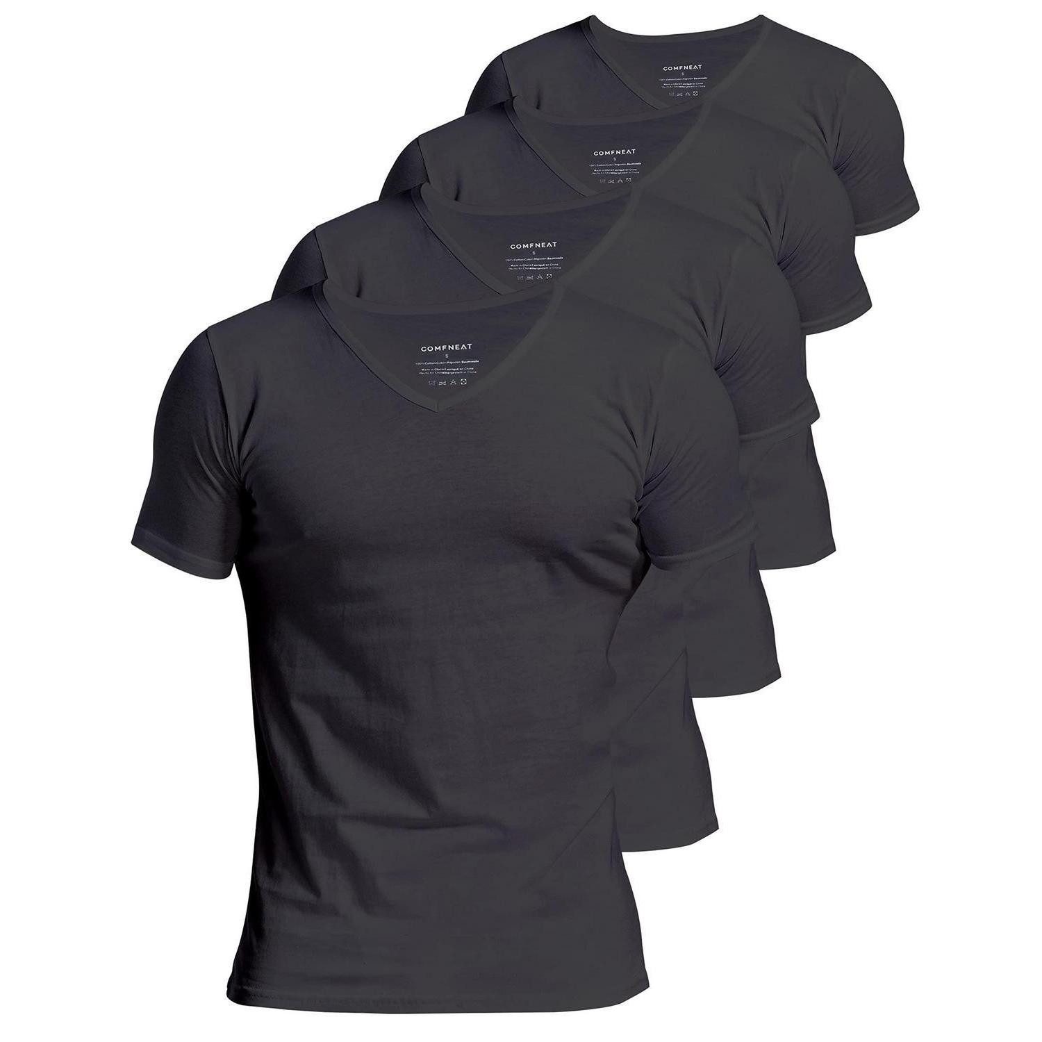 LuxusKollektion T-Shirt Herren Unterhemd 4er Pack V-Ausschnitt XXL Black
