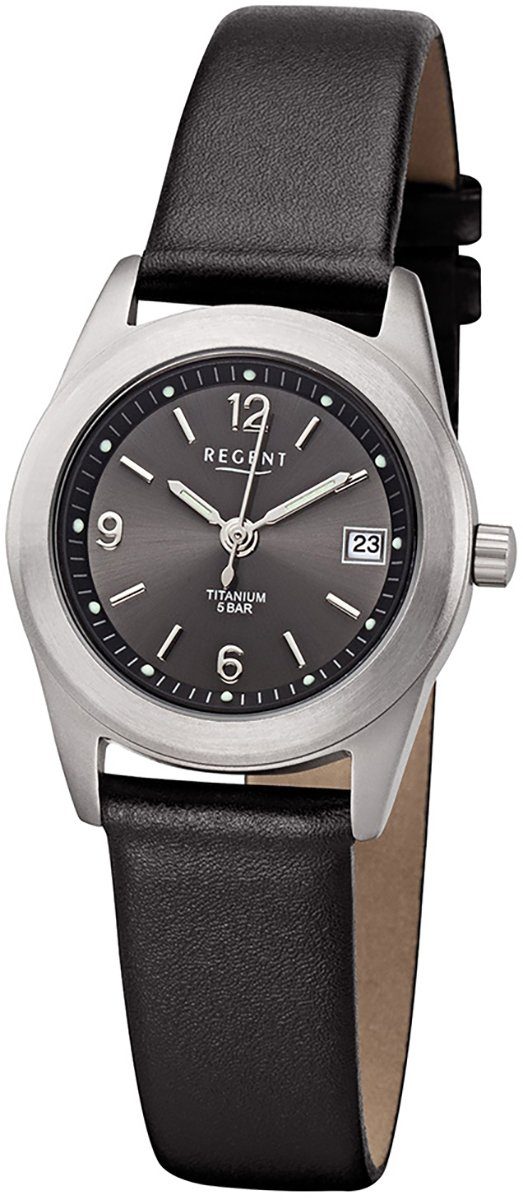 Regent Quarzuhr »URF659 Regent Damen Uhr F-659 Leder Quarzwerk«,  (Analoguhr), Damen Armbanduhr rund, klein (ca. 27mm), Titan, Elegant online  kaufen | OTTO