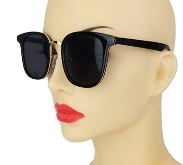 Ella Jonte Sonnenbrille trendige Statement-Brille schwarz gold UV 400 im Stoffetui