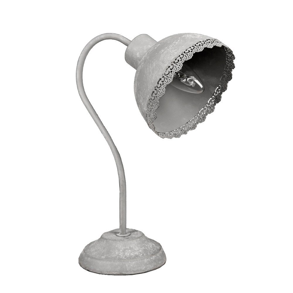Lampe Landhaus grau E14 Tischleuchte Schreibtischlampe CLAUDINE shabby chic Grafelstein Metall